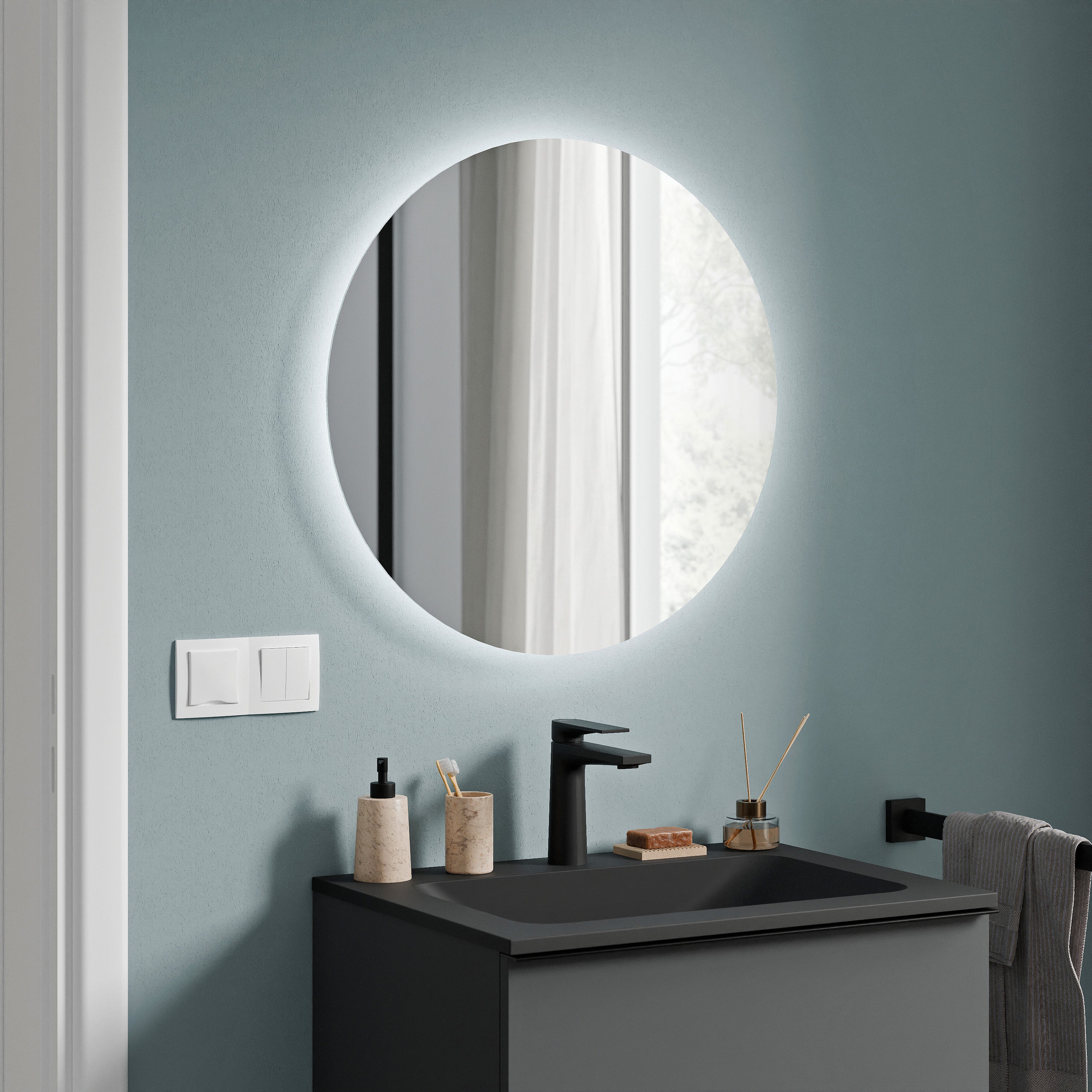 Badrumsmöbel-set KONDA 50 cm med mineralgjuten tvättställ - Image 25