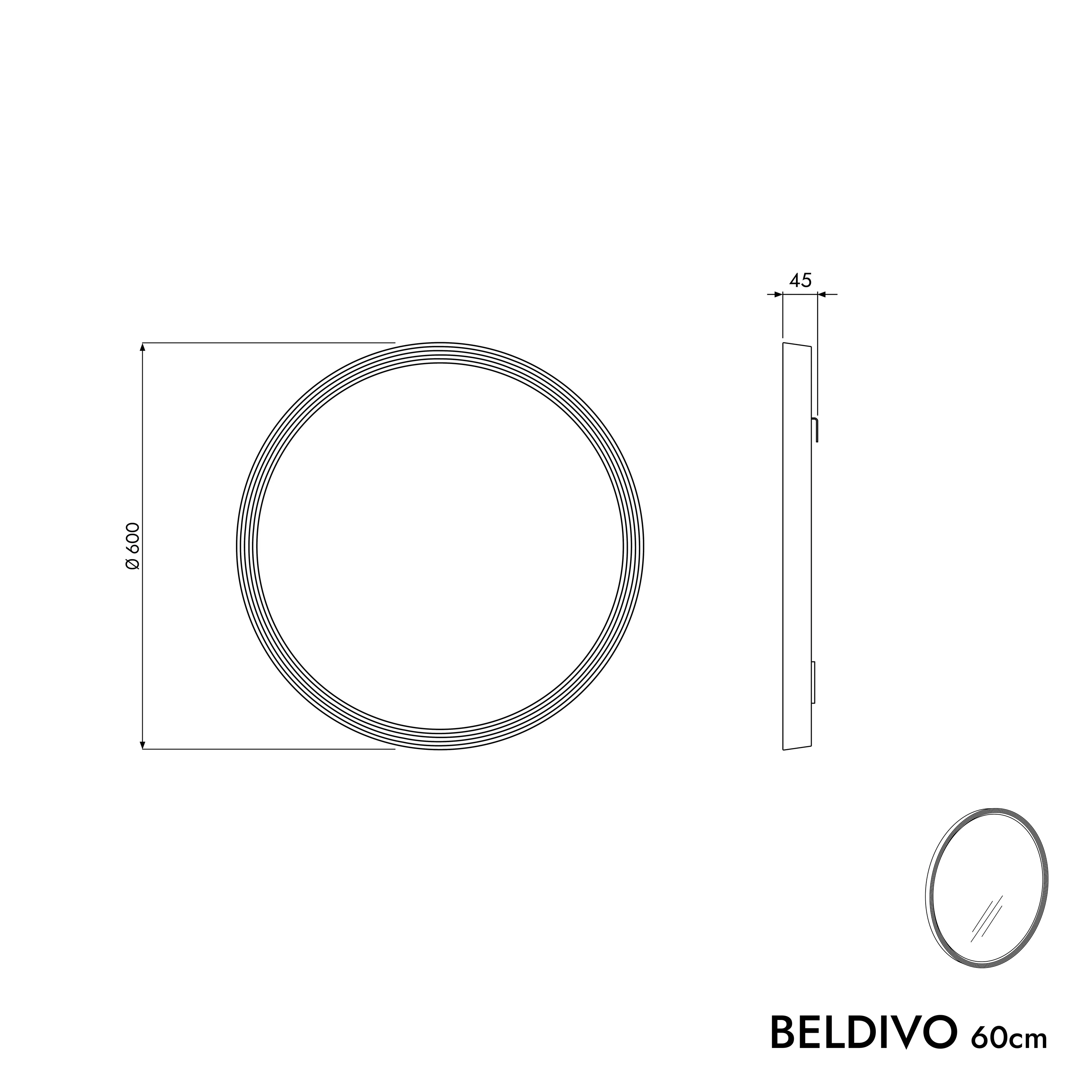 Badrumsmöbel Set BELDIVO 60 cm med tvättställ - Image 64