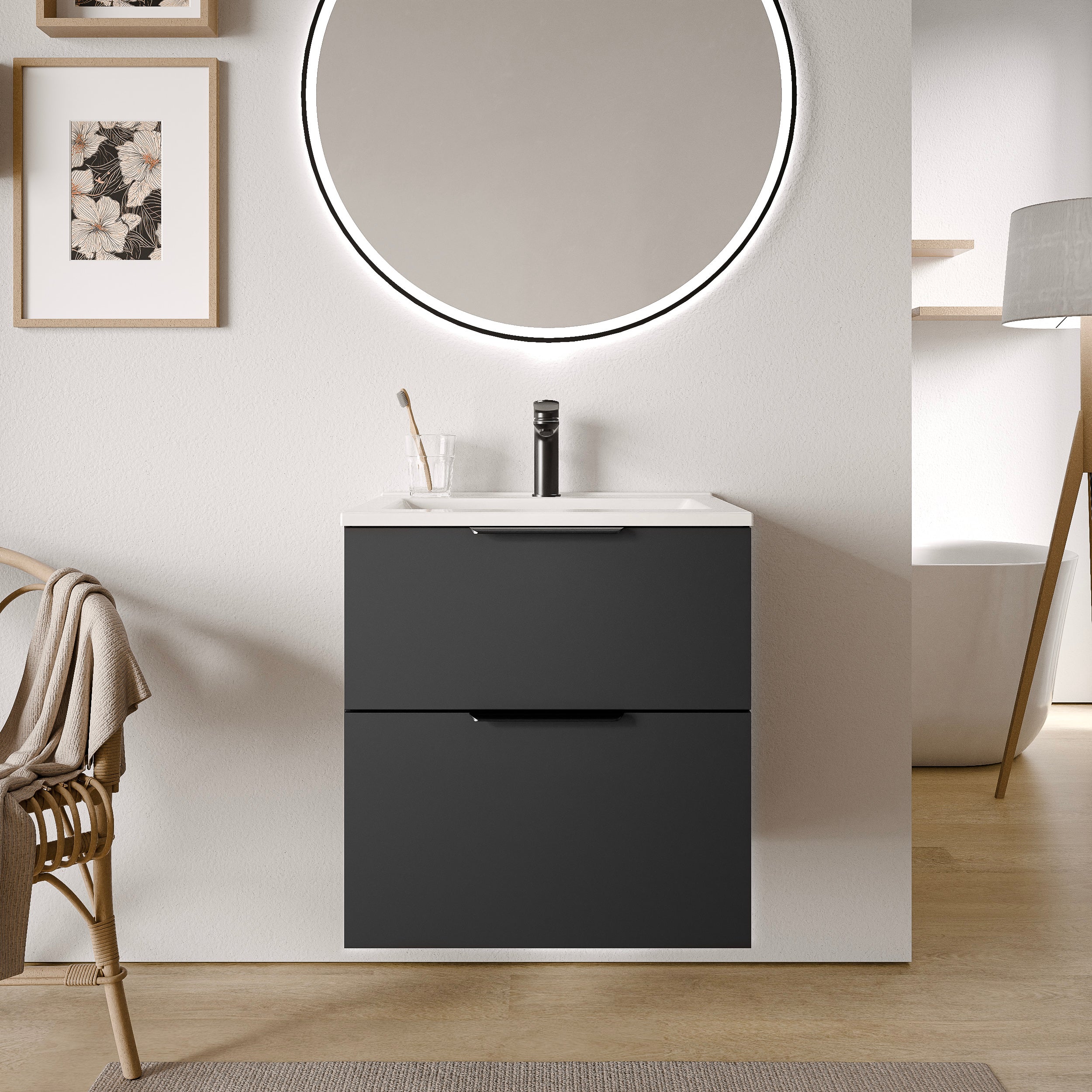 Badrumsmöbel set TIM 60 cm med tvättställ - Image 33