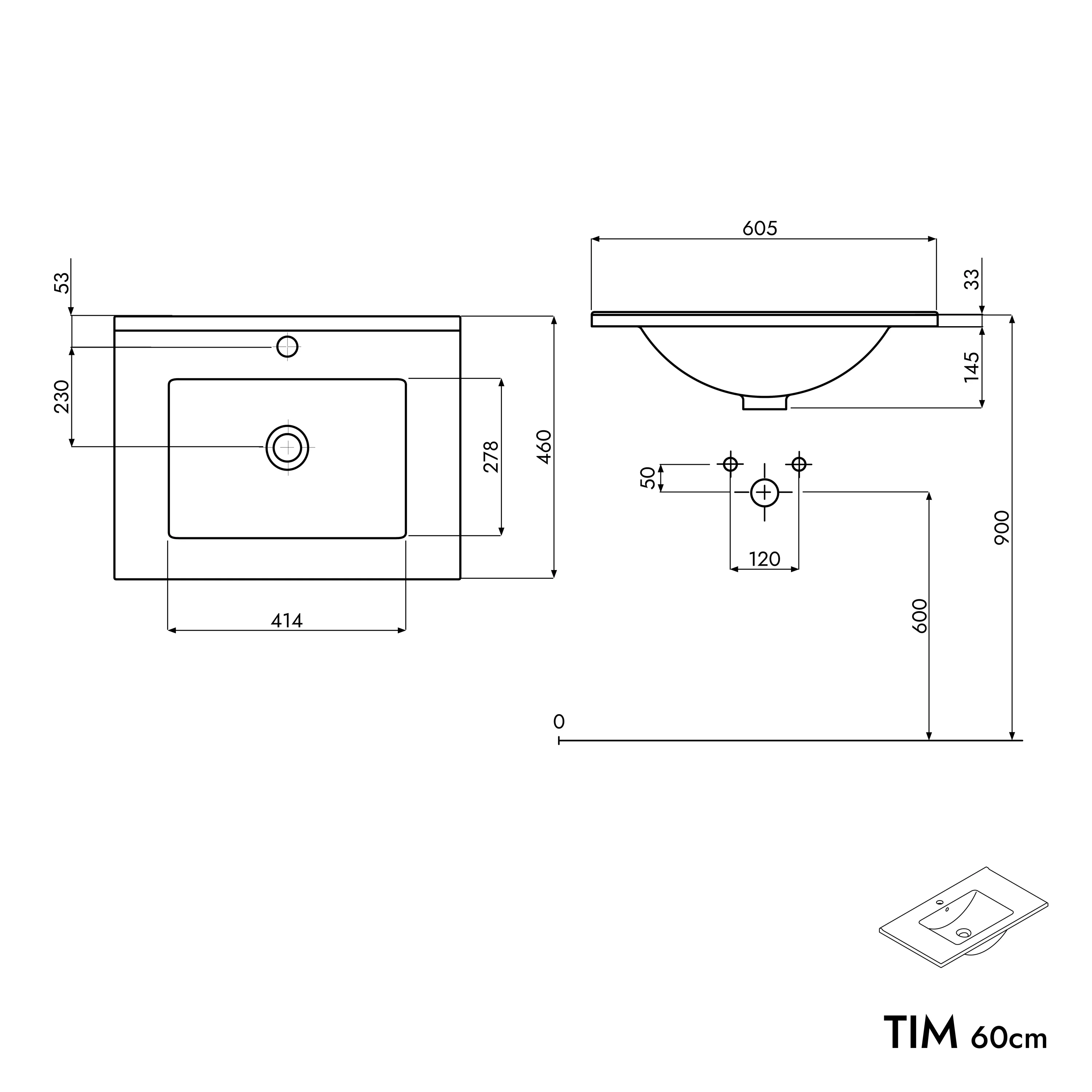 Badrumsmöbel set TIM 60 cm med tvättställ - Image 77