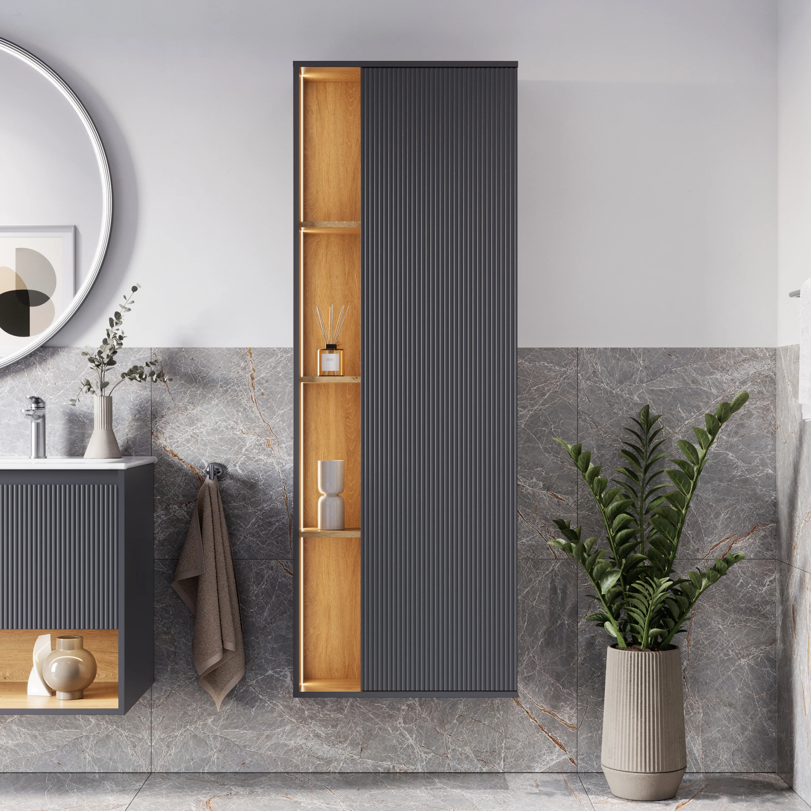Badrumsmöbel-set BELDIVO 100 cm med tvättställ - Image 17