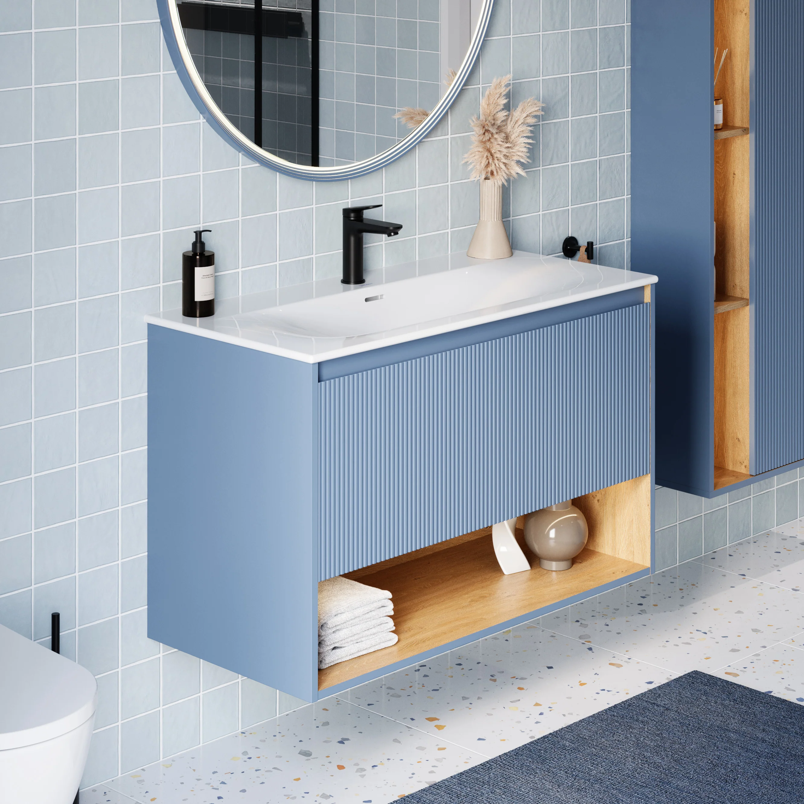 Badrumsmöbel-set BELDIVO 100 cm med tvättställ - Image 50