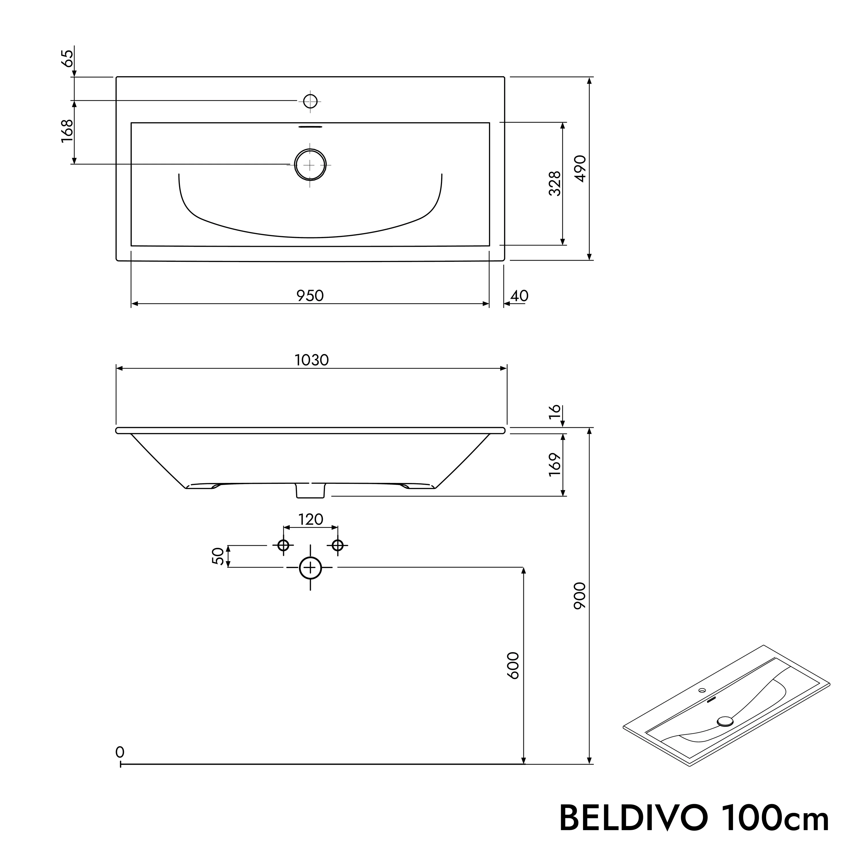 Badrumsmöbel-set BELDIVO 100 cm med tvättställ - Image 80
