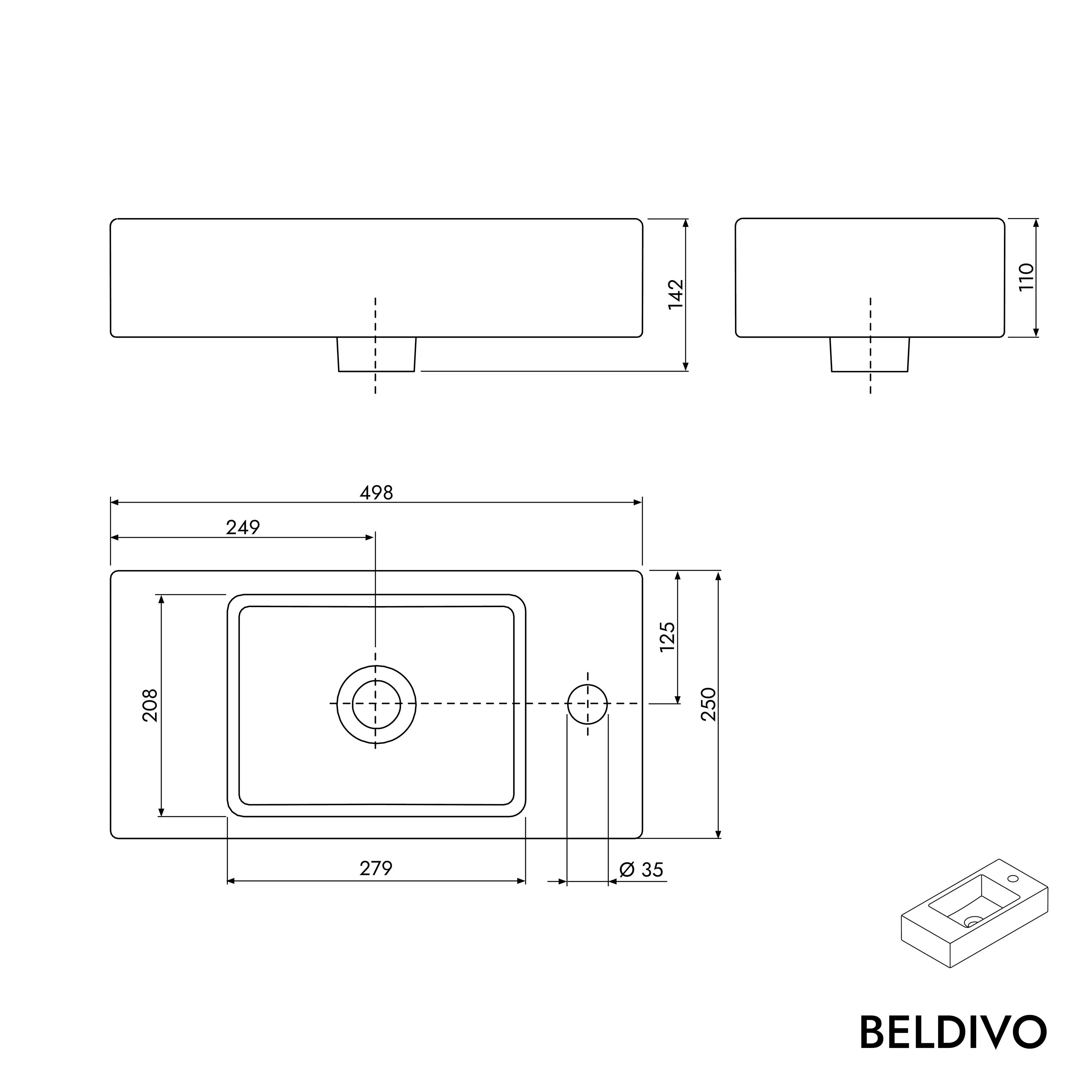 Tvättställsskåp BELDIVO 50 cm med handfat - Image 32