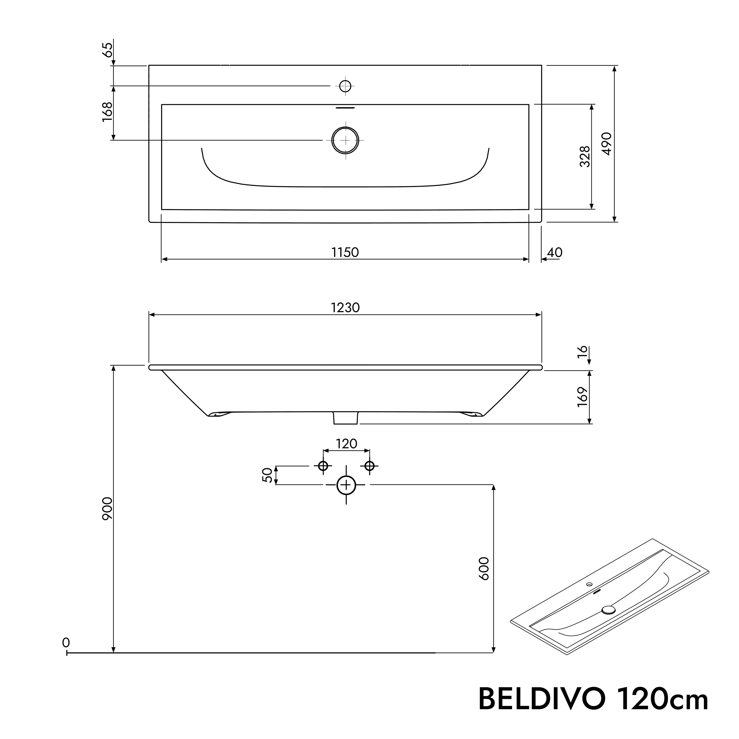 Tvättställ med underskåp BELDIVO 120 cm - Image 26