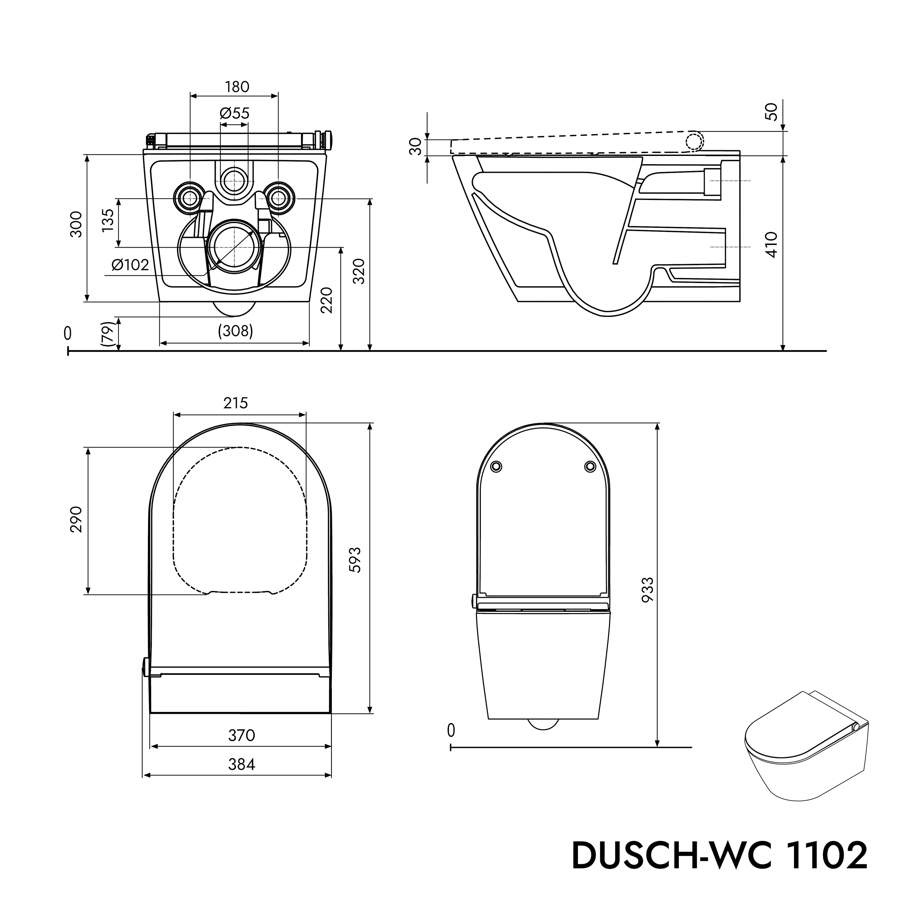 Dusch-WC komplett set PRO+1102 med Geberit Duofix förväggselement - Image 16