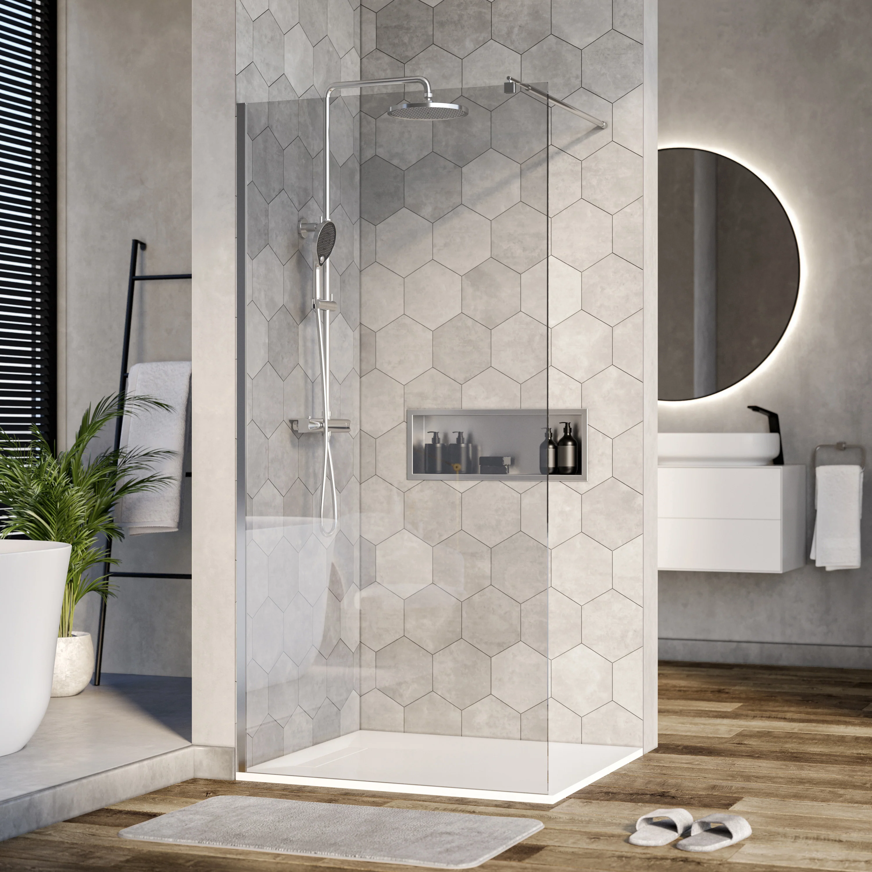 Duschvägg Walk-In Nano äkta glas EX101 - Image 3