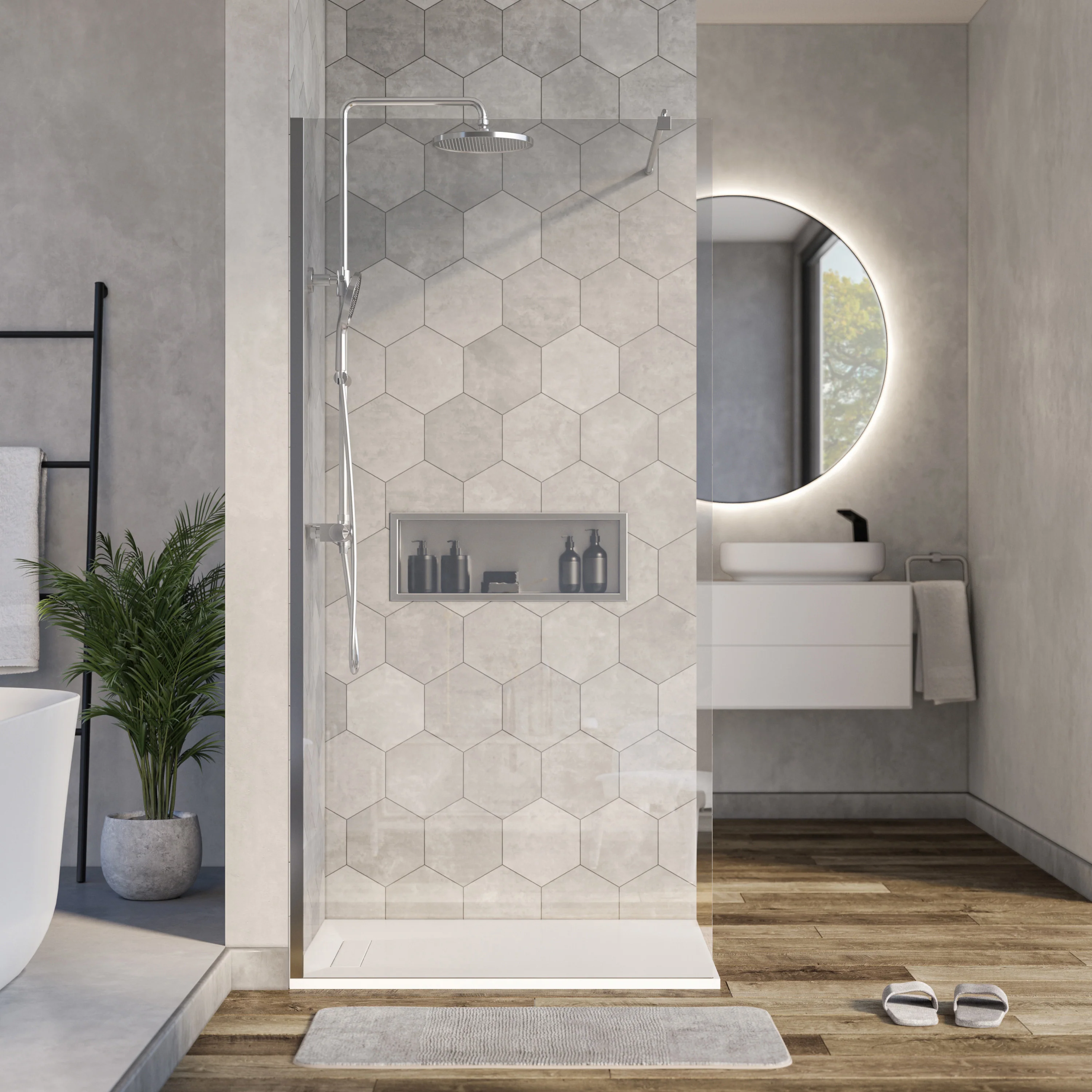 Duschvägg Walk-In Nano äkta glas EX101 - Image 4