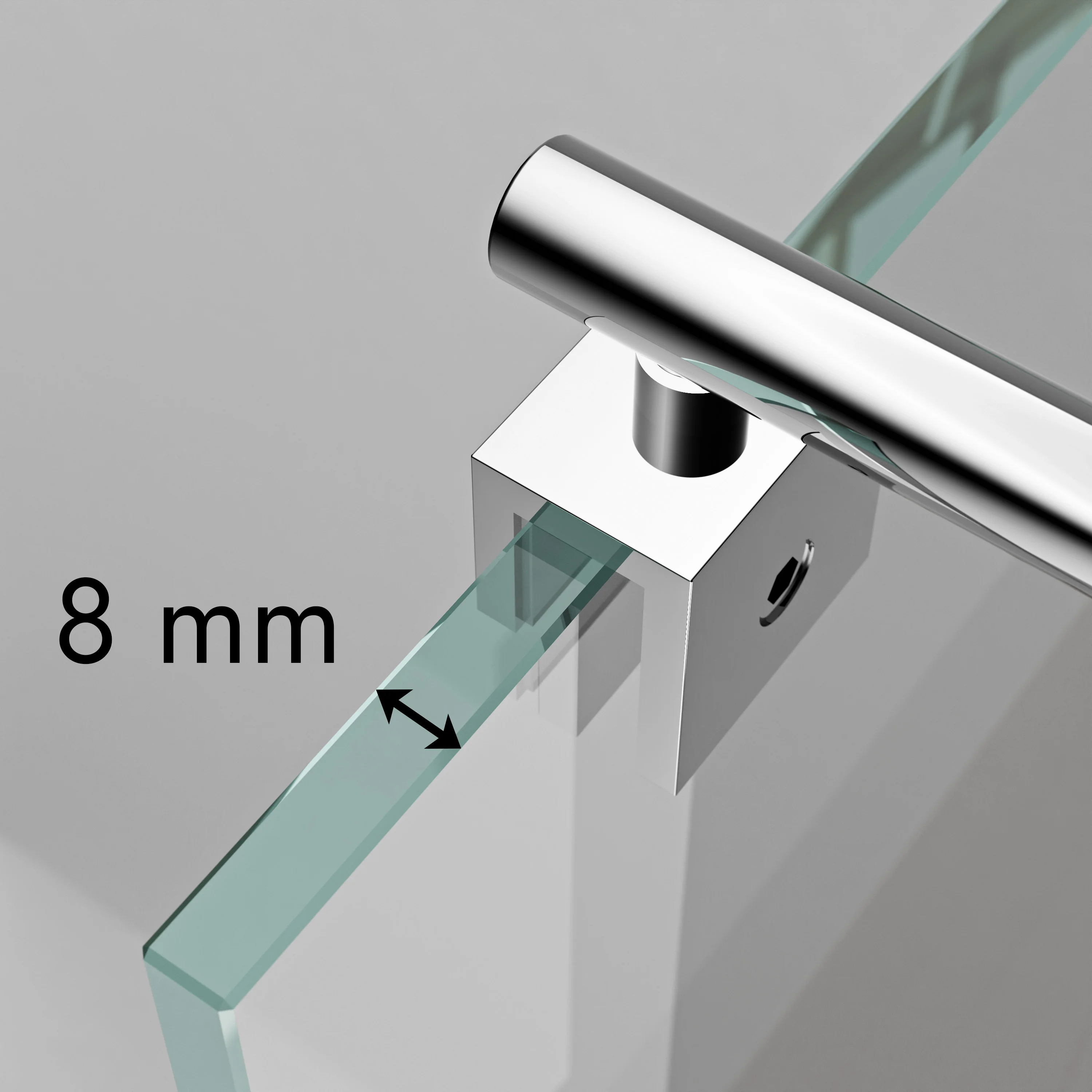 Fast sidovägg till dusch av transparent säkerhetsglas på 8 mm, EX101, valbar bredd - Image 9