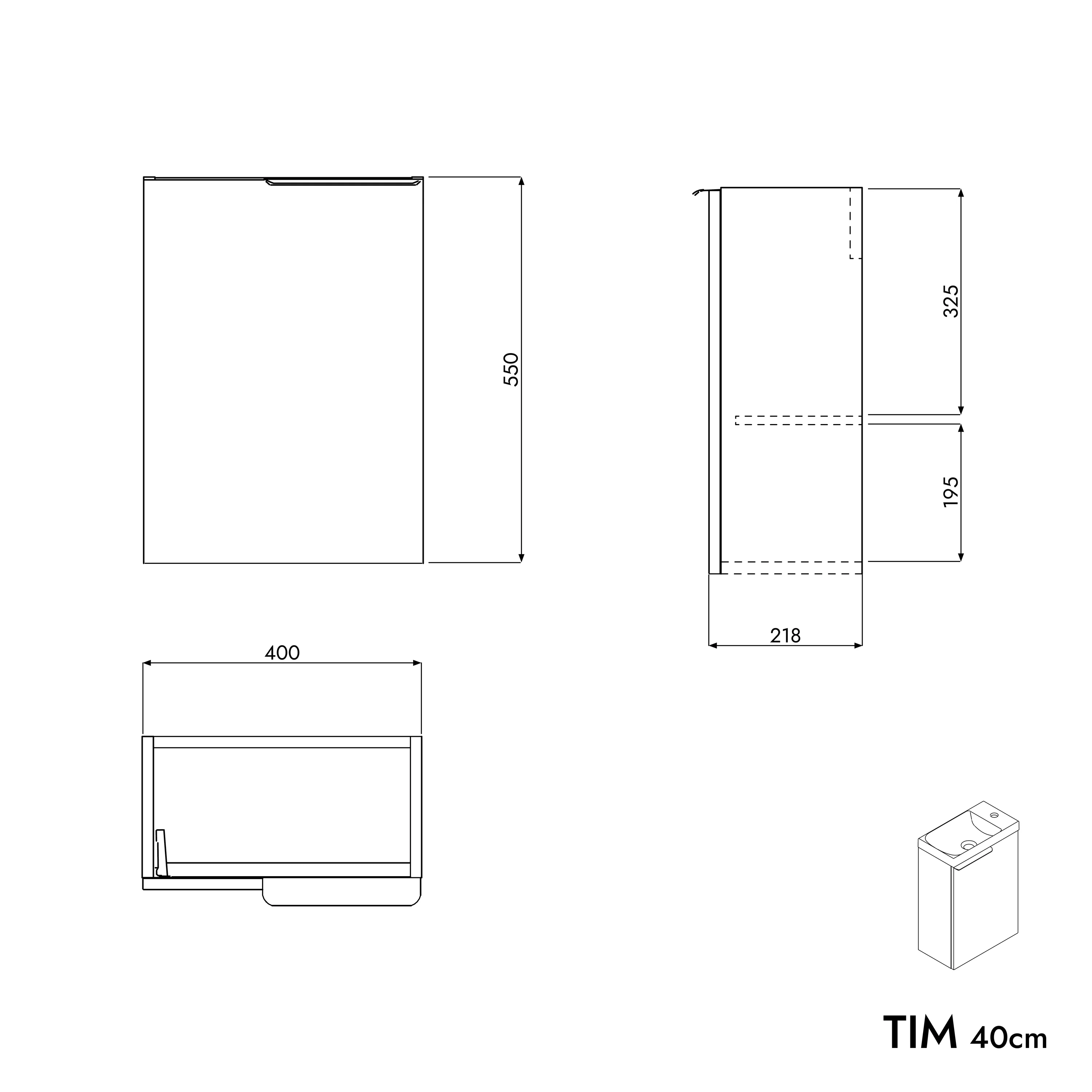 Gästtoalett badrumsmöbel set TIM 40 cm med handfat - Image 52
