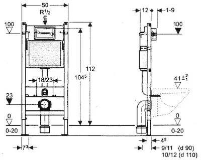 Geberit Duofix Basic förmonterat element med Delta UP100 spolcistern - Image 2