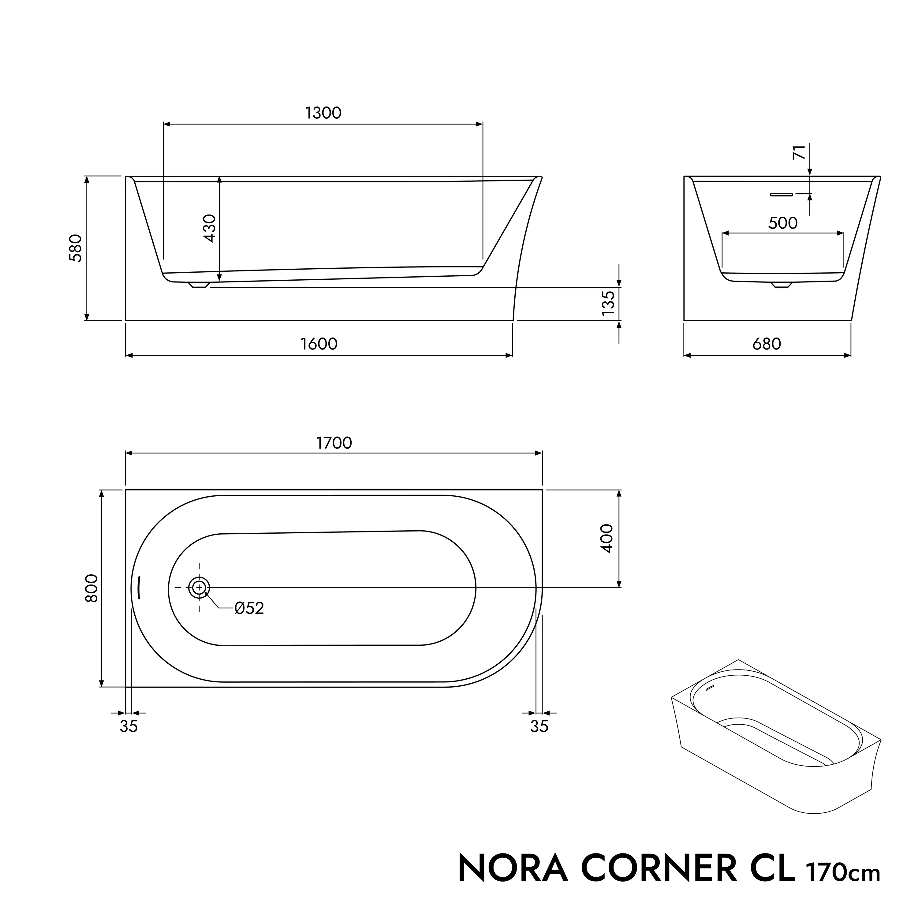 Fristående hörnbadkar NORA CORNER - Image 5