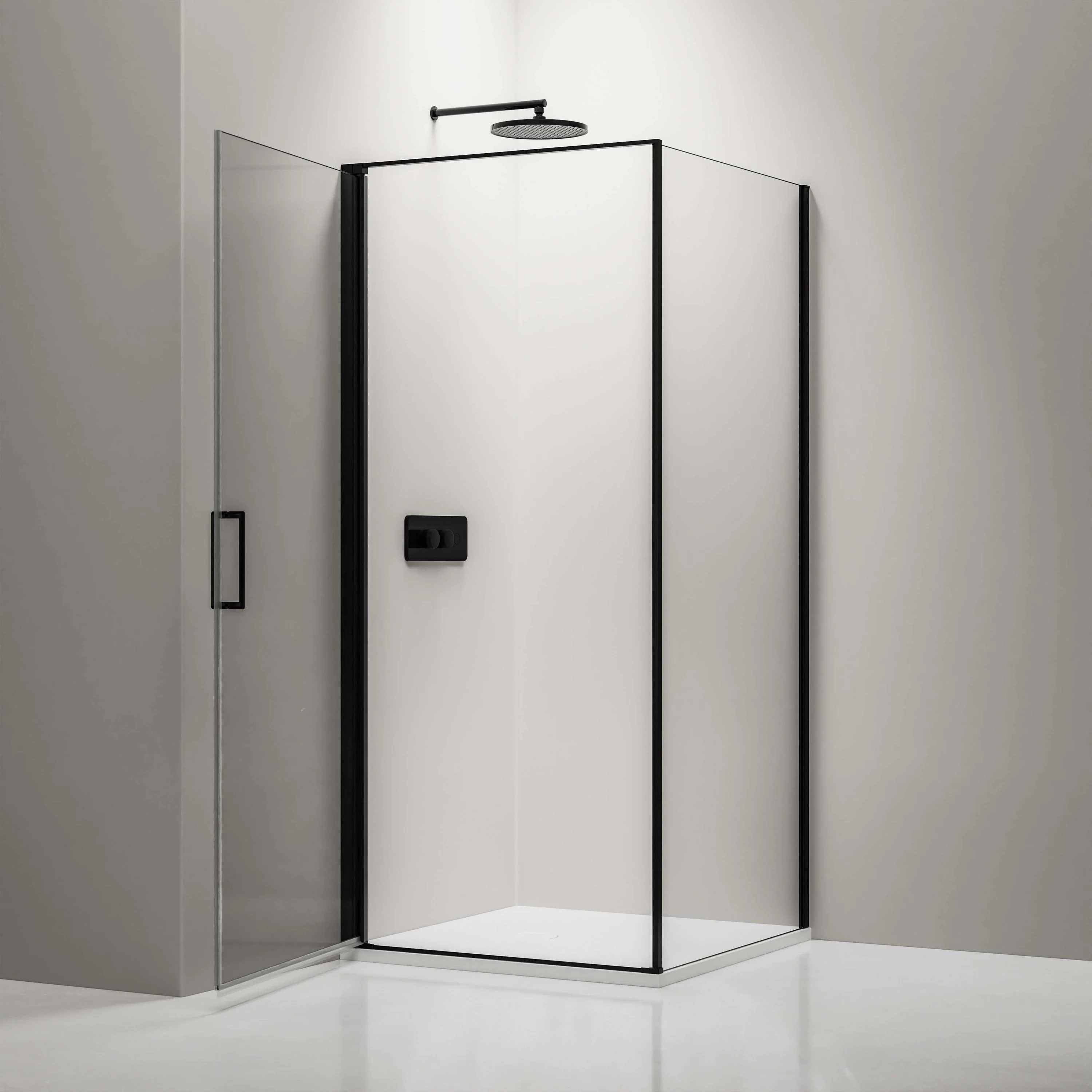 Hörndusch av äkta nano-glas 6 mm, EX 416S svart - 90 x 90 x 195 cm - Image 2