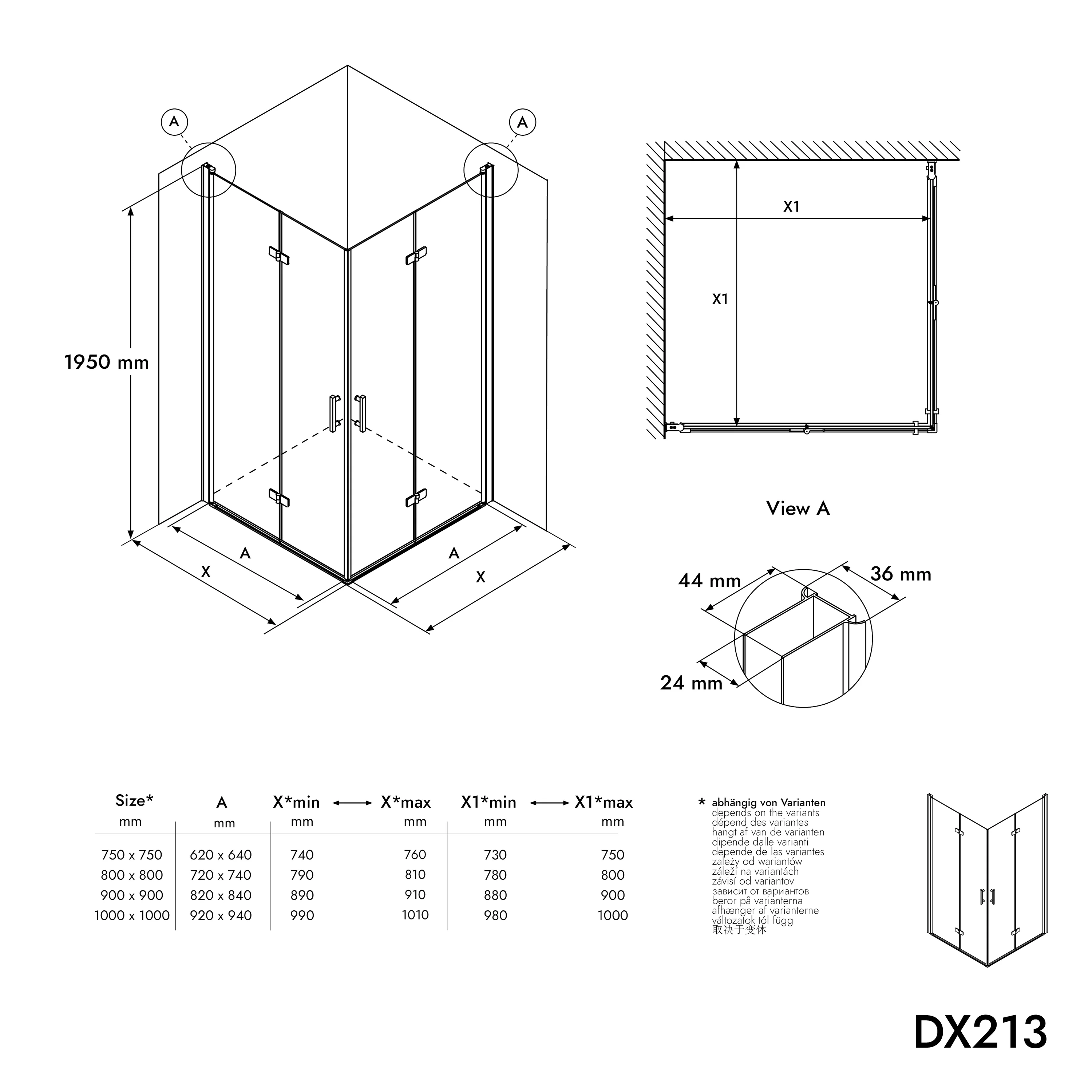 Hörndusch med vikdörrar DX213 - Image 5