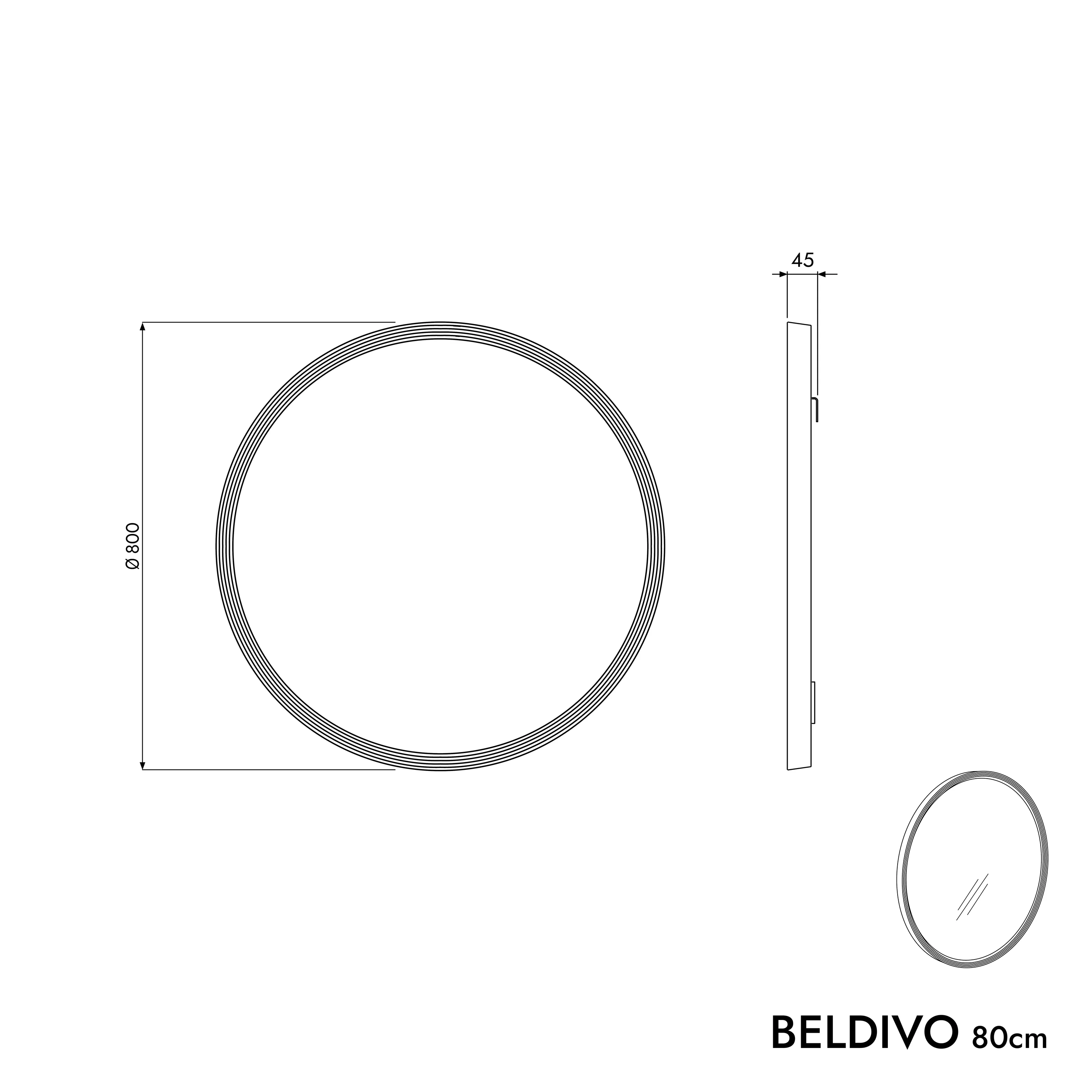 LED-badrumsspegel BELDIVO rund - 80 cm - Image 43