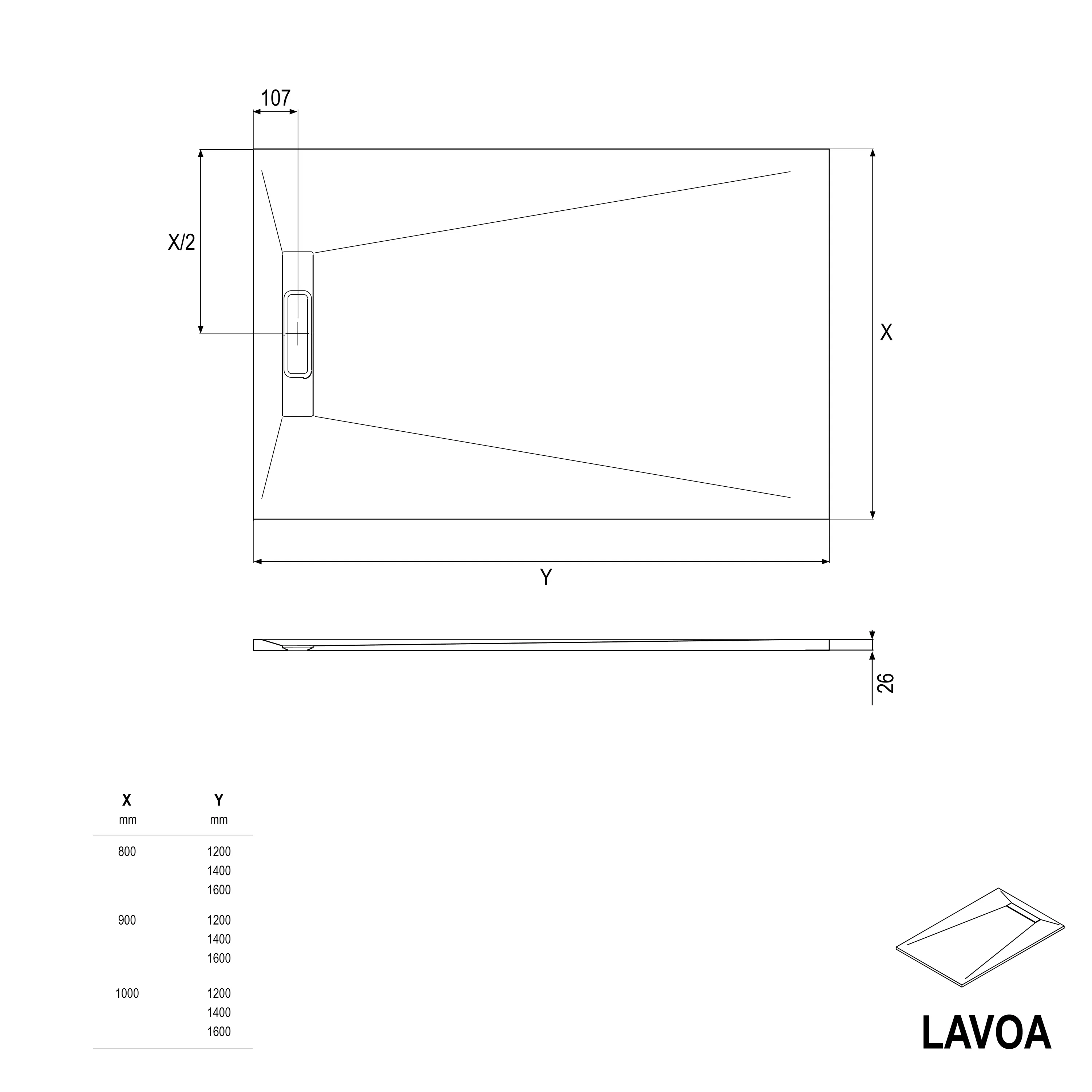 Mineralgjuten duschbricka LAVOA - matt vit steneffekt - storlek kan väljas - Image 46