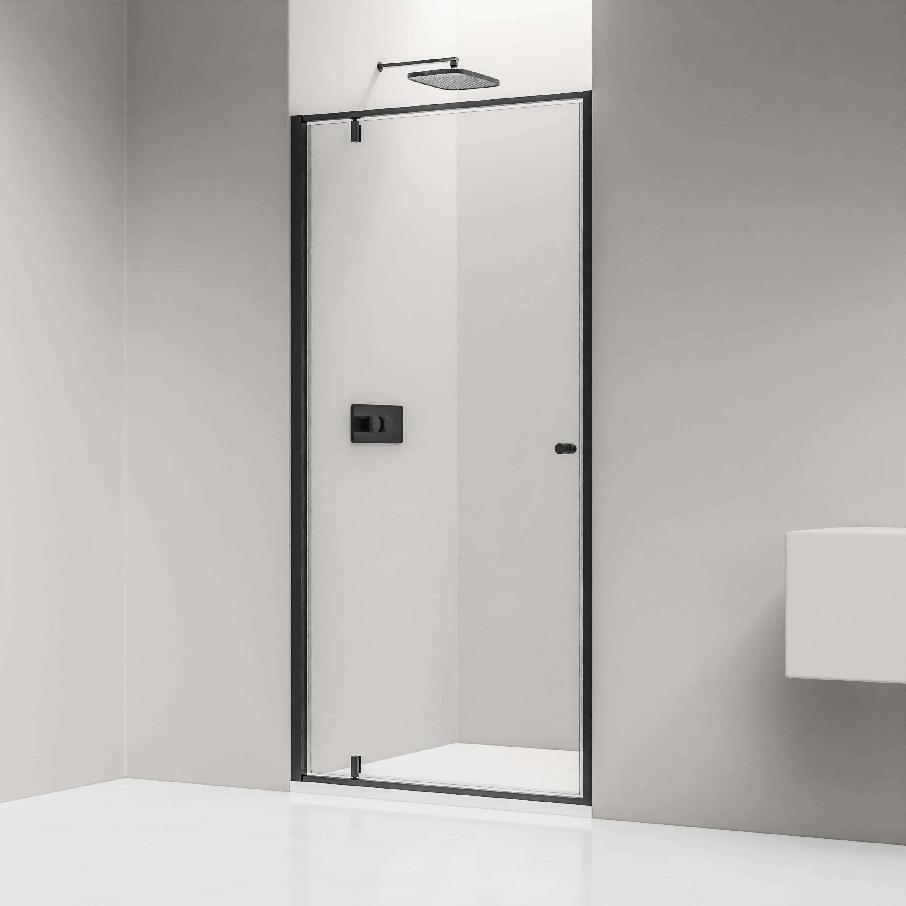 Nischdusch med svängdörr NT604 FLEX - 6 mm nano klar glas - profilfärg valbar