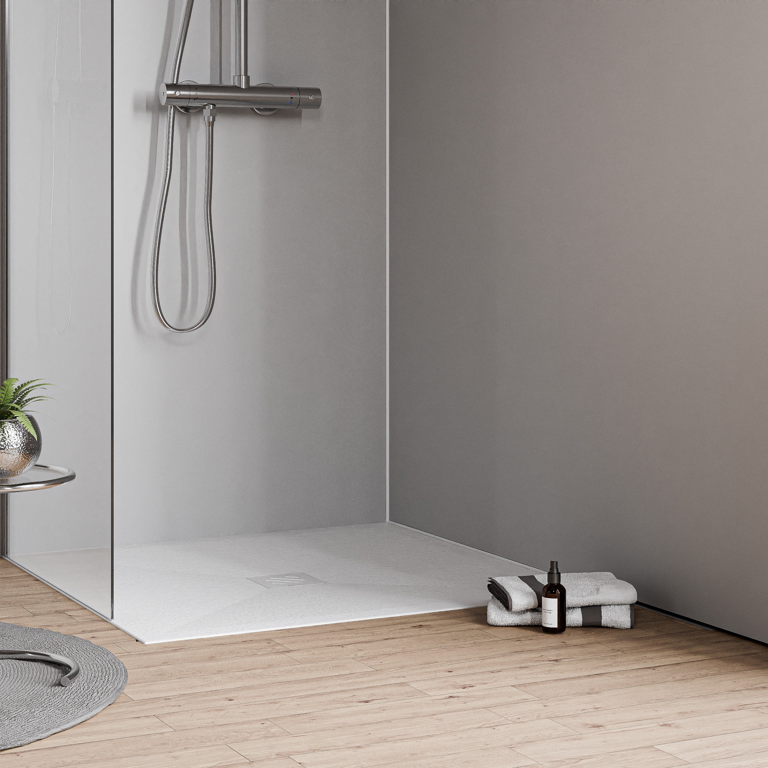 Platt duschkar i gjuten mineral VIREO