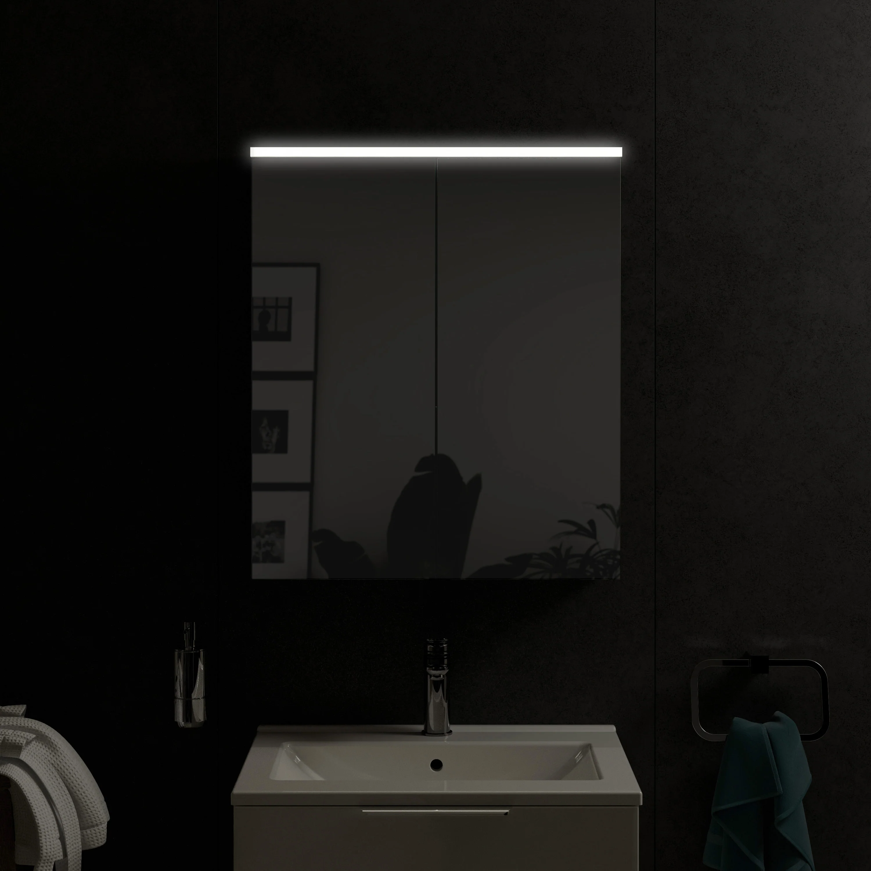 SOLO spegelskåp med LED-belysning - 60 cm - 2 dörrar - Image 3