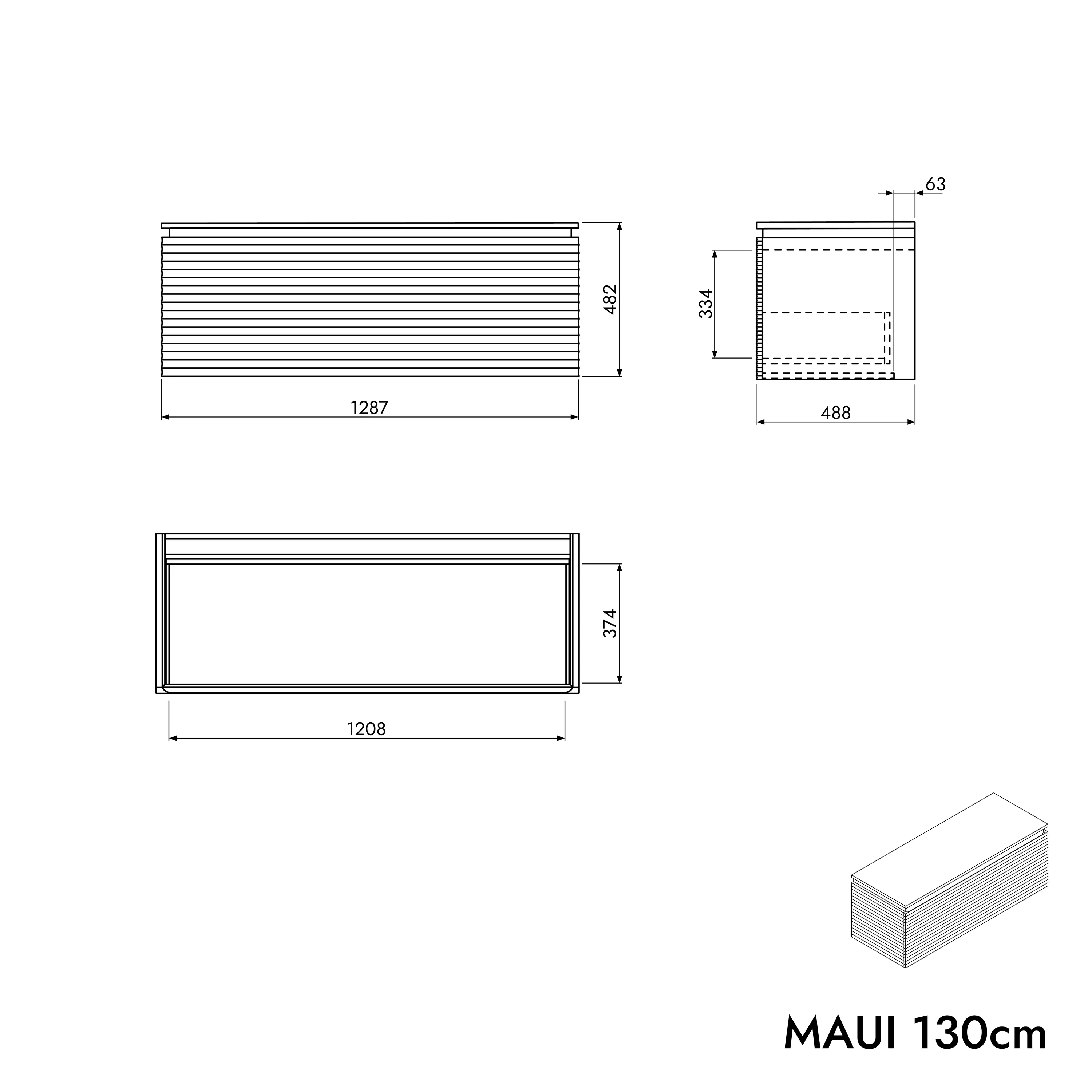 Tvättställsskåp MAUI 130 cm - Image 13