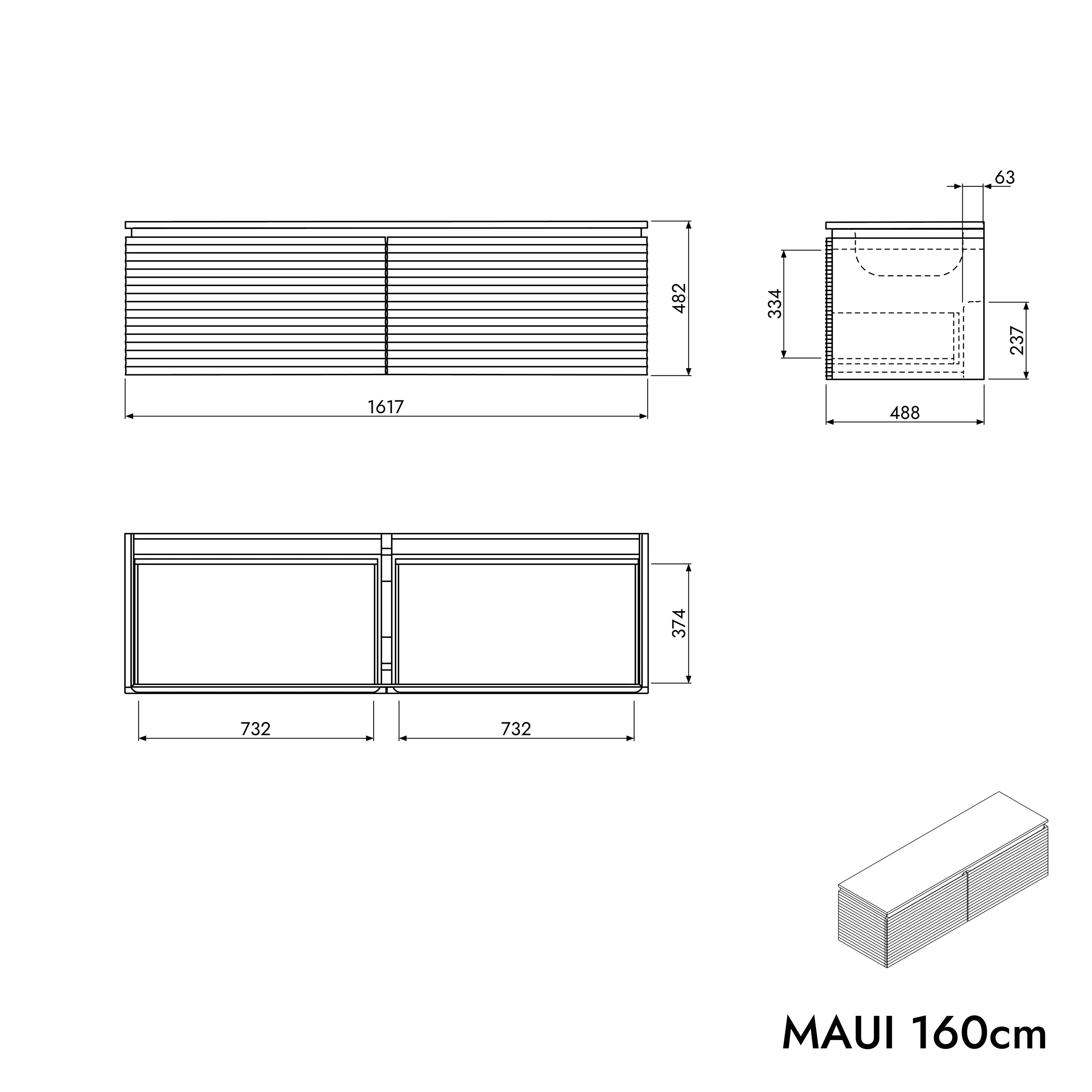 Tvättställsskåp MAUI 160 cm - Image 13