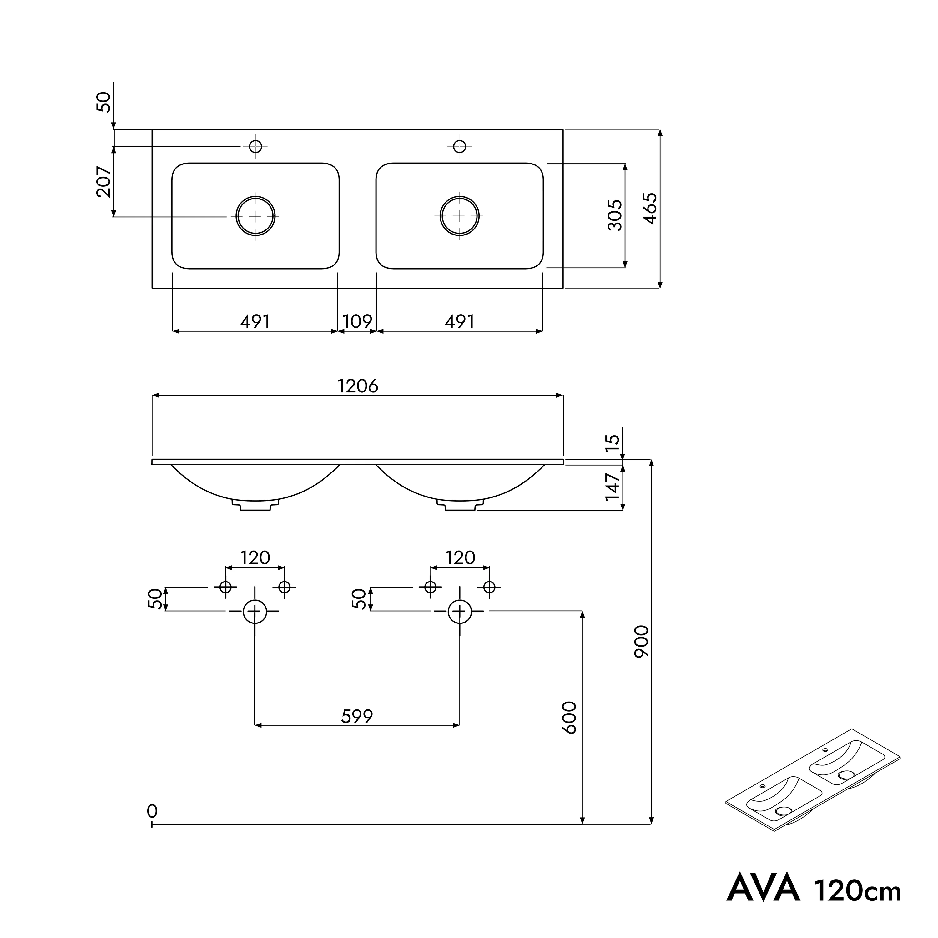 Tvättställsskåp AVA 120 cm - Image 48