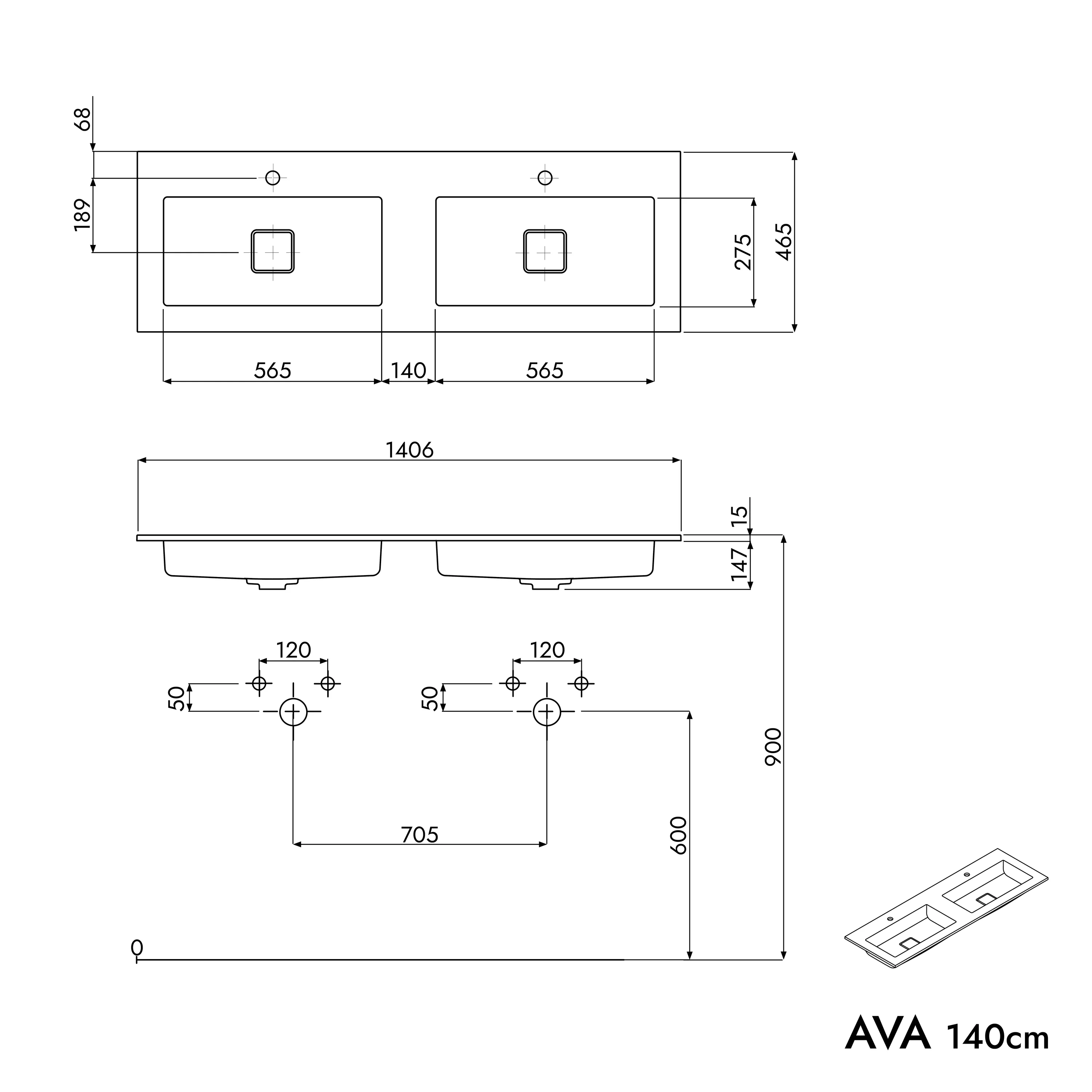 Tvättställsskåp AVA 140 cm - Image 48