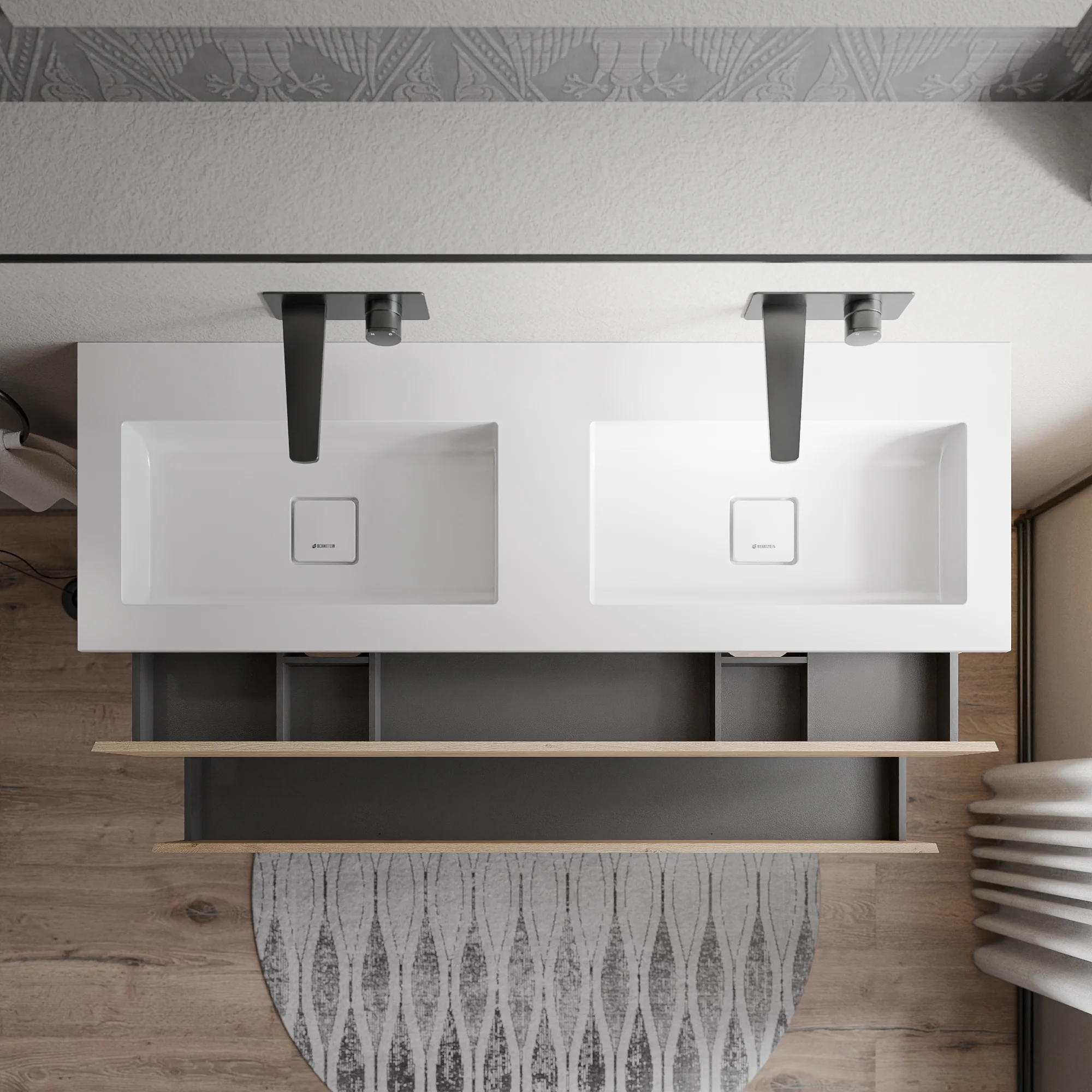 Tvättställsskåp AVA 160 cm med mineralgjutet tvättställ BRUXELLES - Image 12