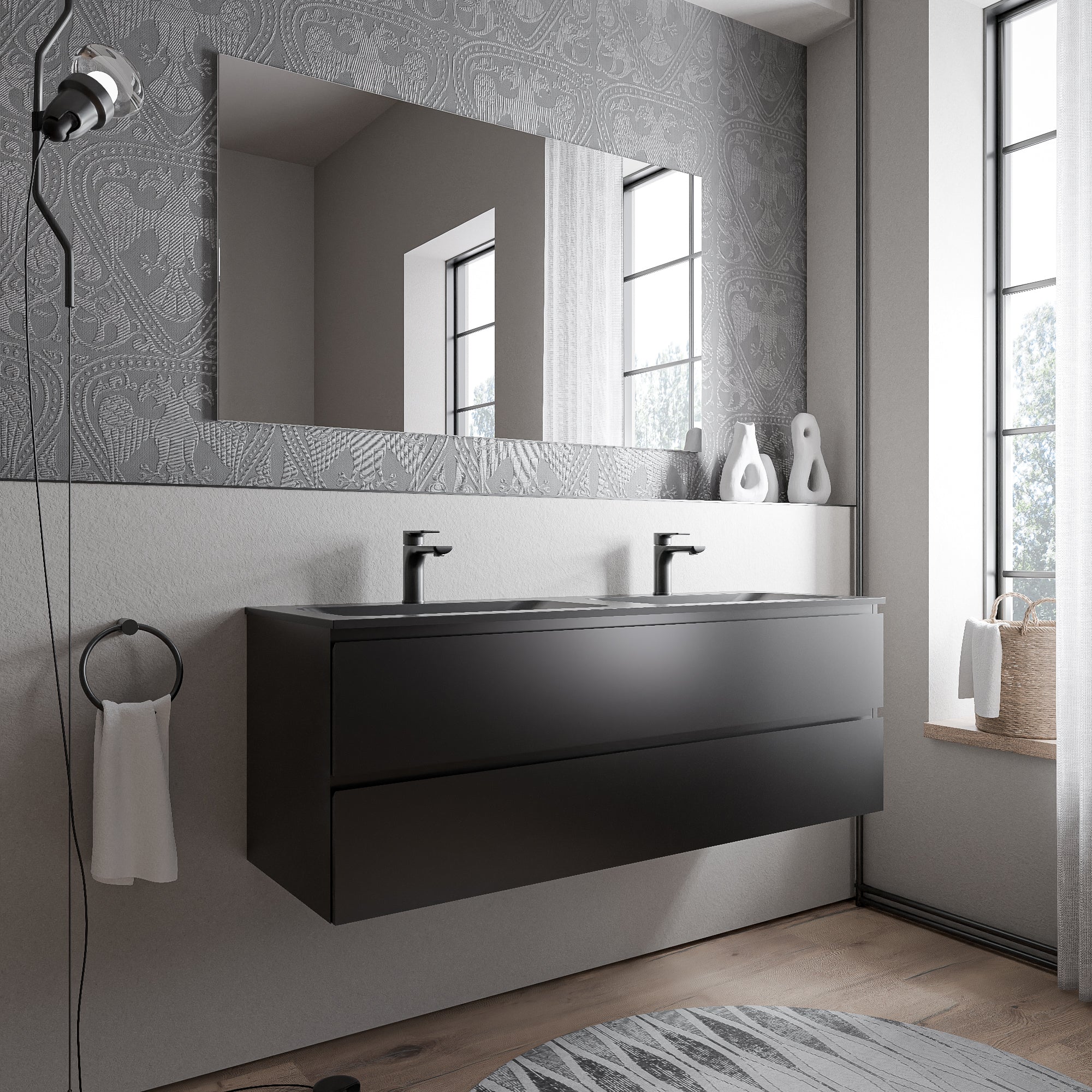 Tvättställsskåp AVA 160 cm med mineralgjutet tvättställ BRUXELLES - Image 21