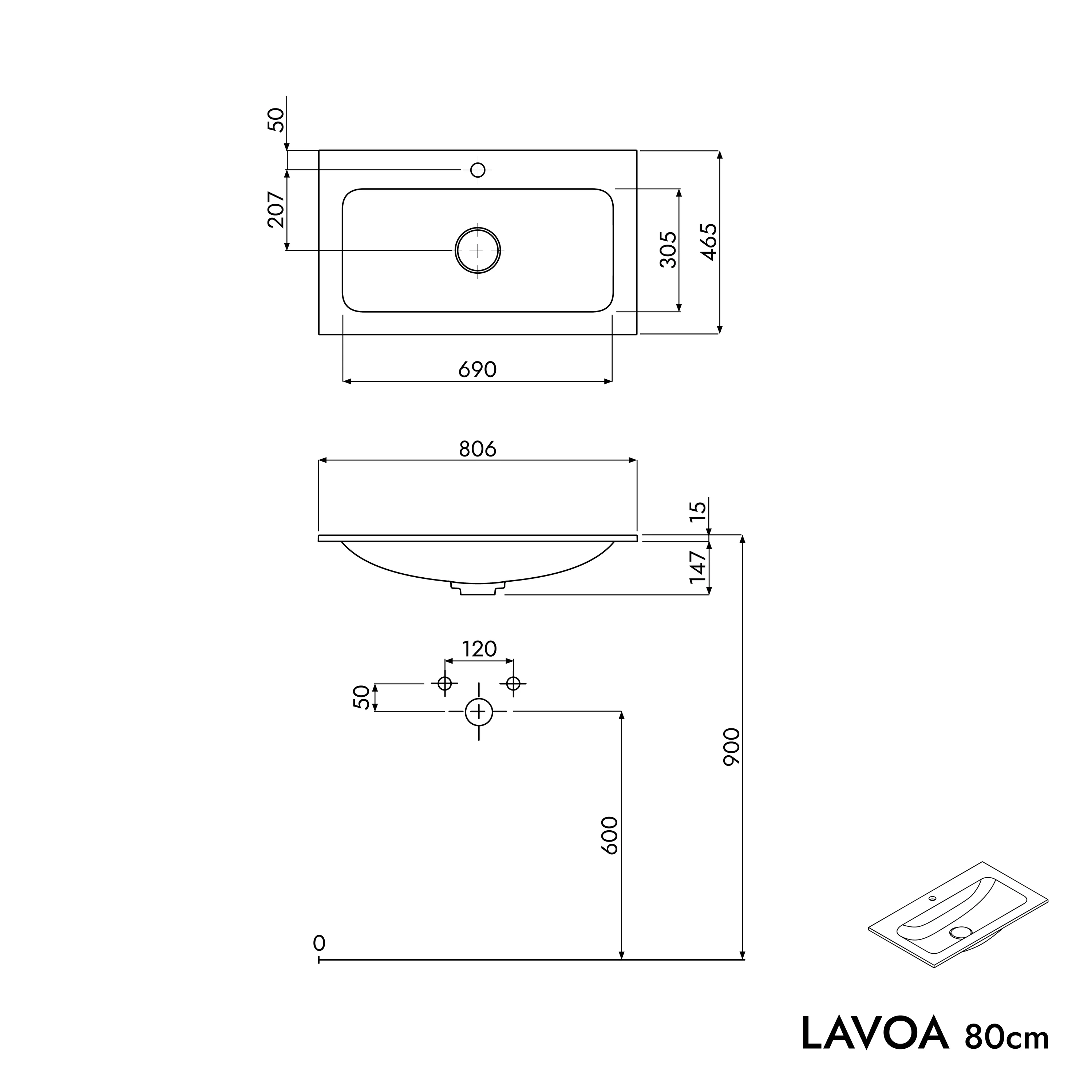 Tvättställsskåp LAVOA 80 cm - Image 56
