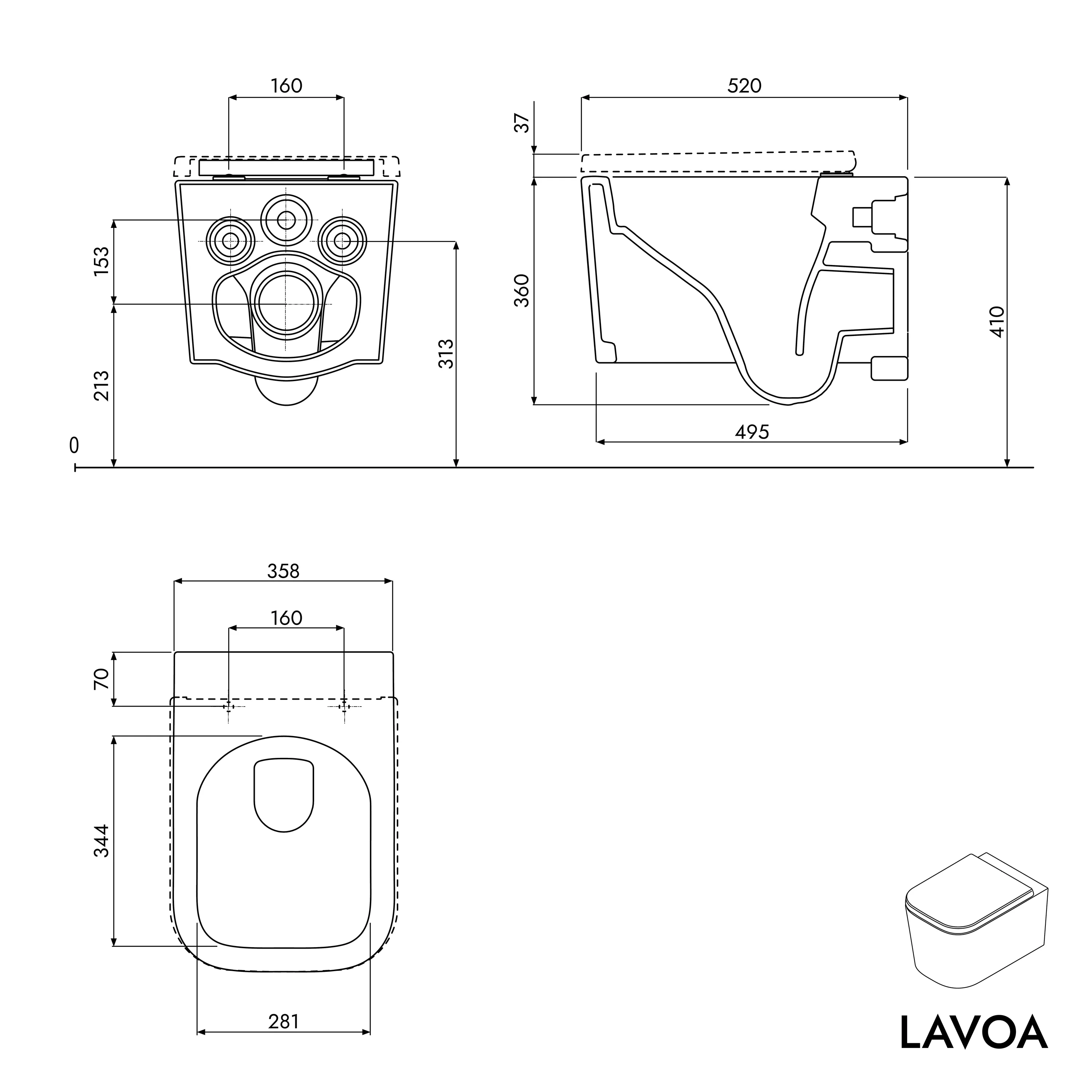 Vägghängd WC utan kant LAVOA - Image 13