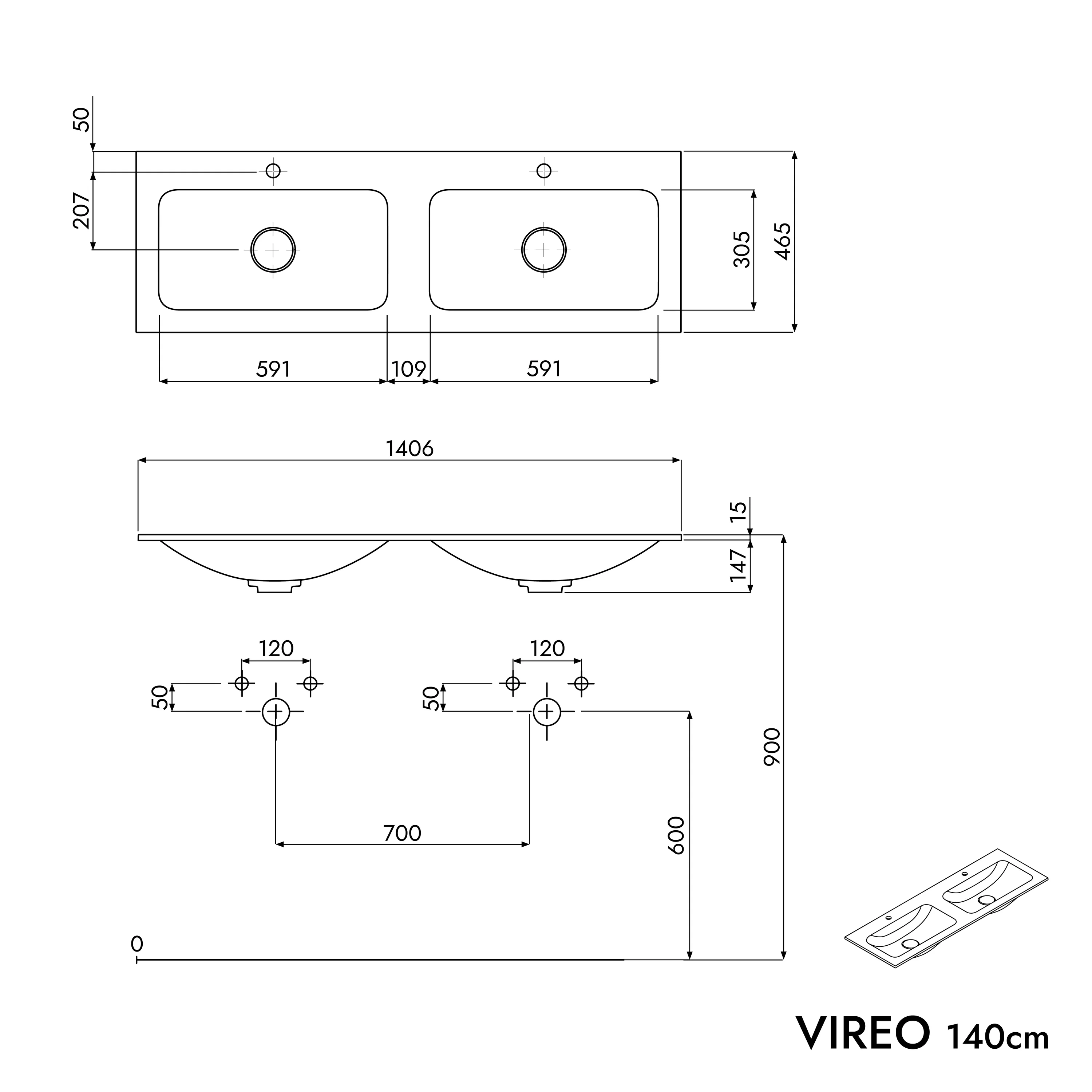 VIREO underskåp 140 cm - Image 77