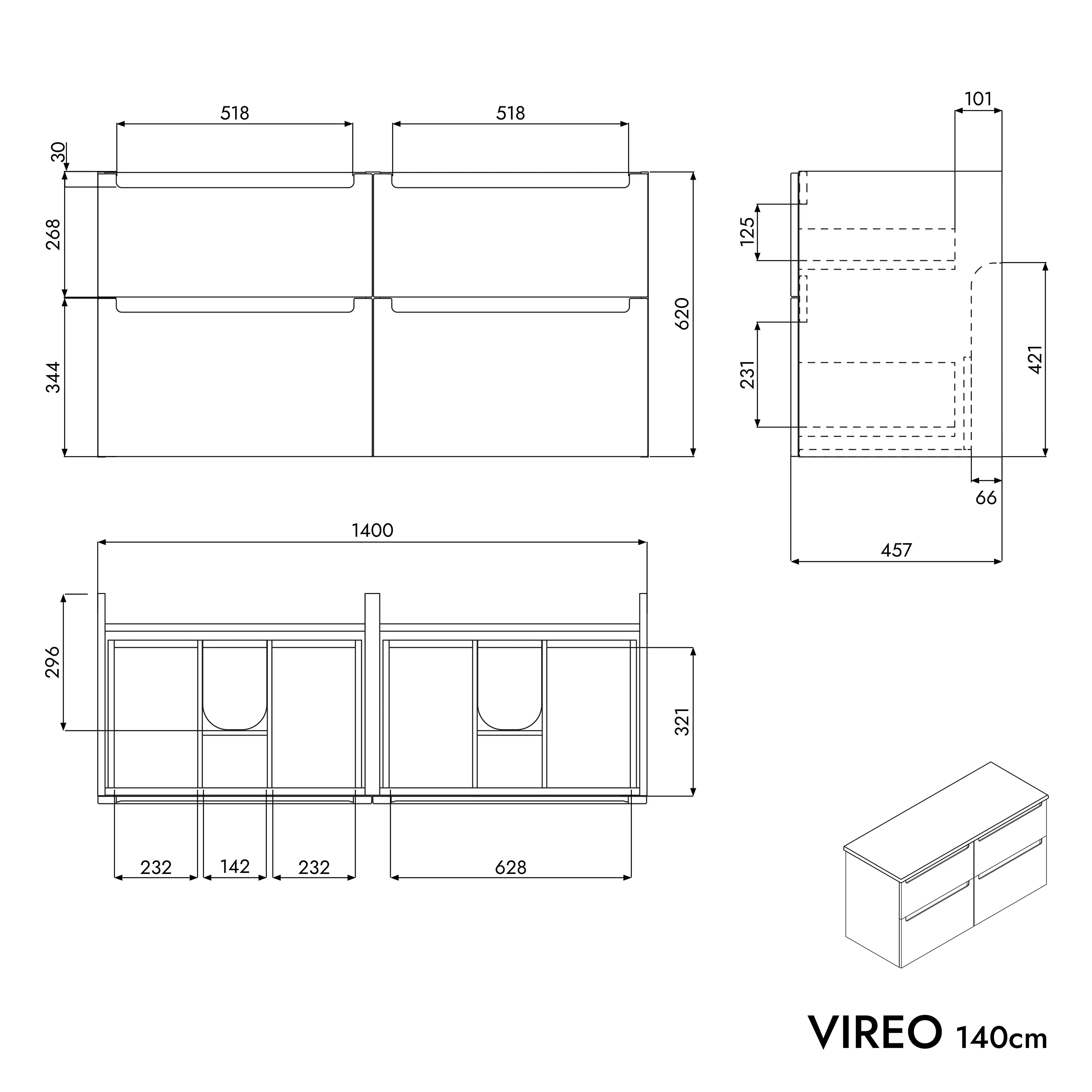 VIREO underskåp 140 cm - Image 91