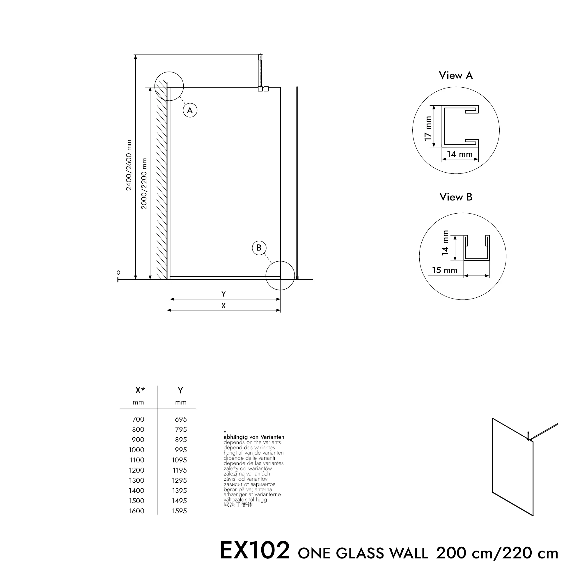Walk-In 10 mm nanogrått glas EX102-2 - Image 7