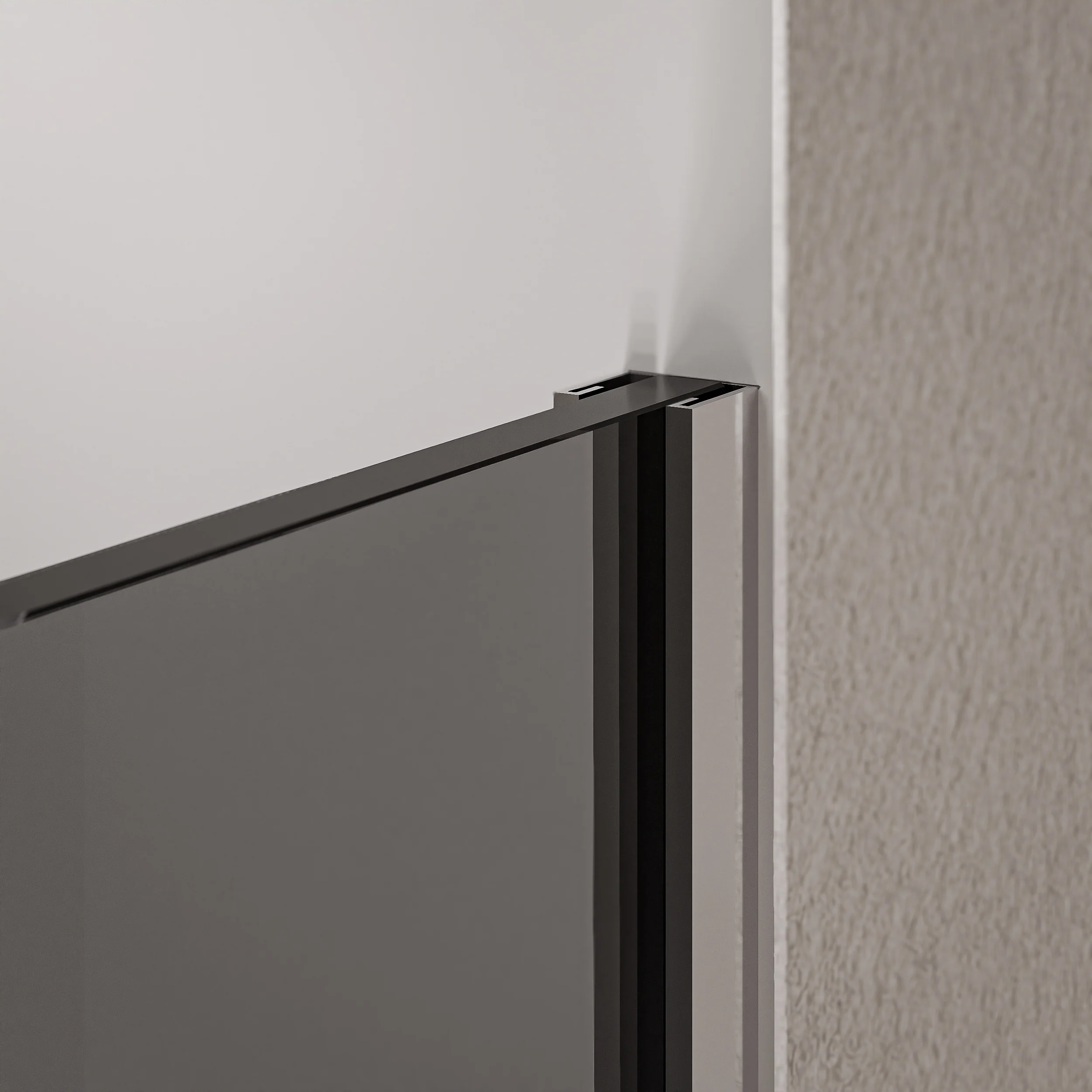 Walk-in Duschvägg 10mm nanogrått glas EX102 - 2 glasväggar rostfri stålprofil krom - bredd valbar - Image 5