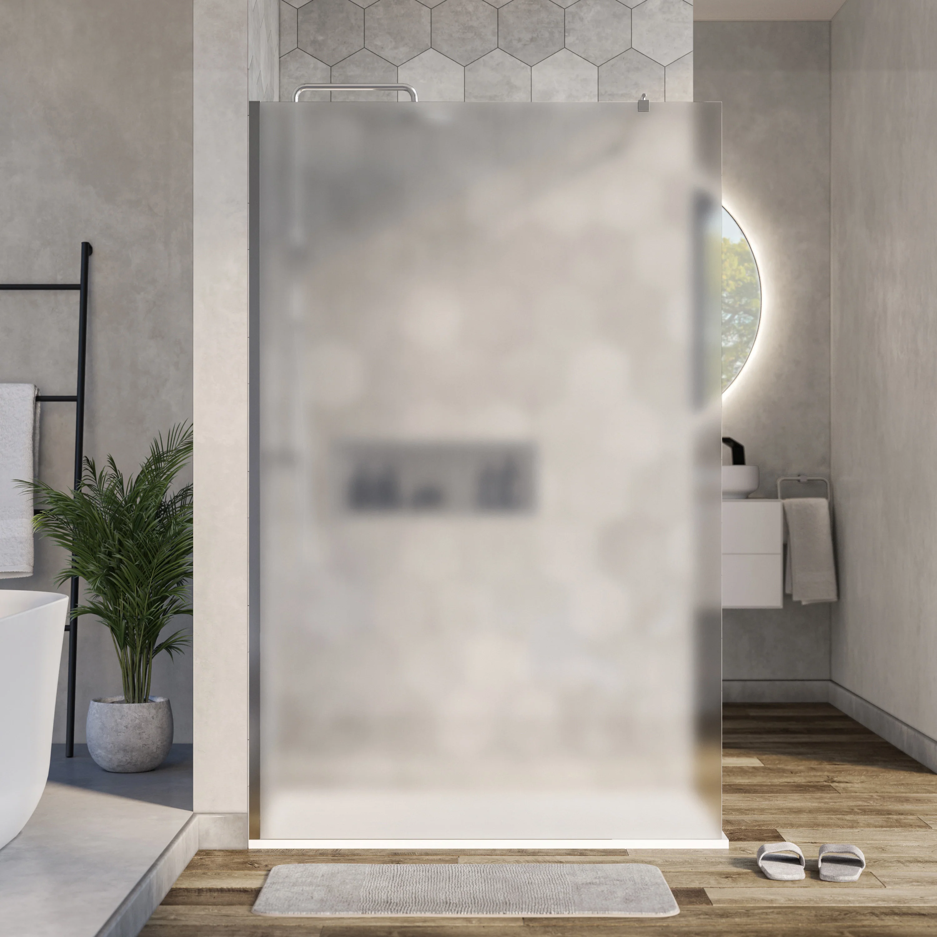 Walk-in duschvägg EX101 - 10 mm NANO äkta glas - satin glas - valbar bredd - Image 4